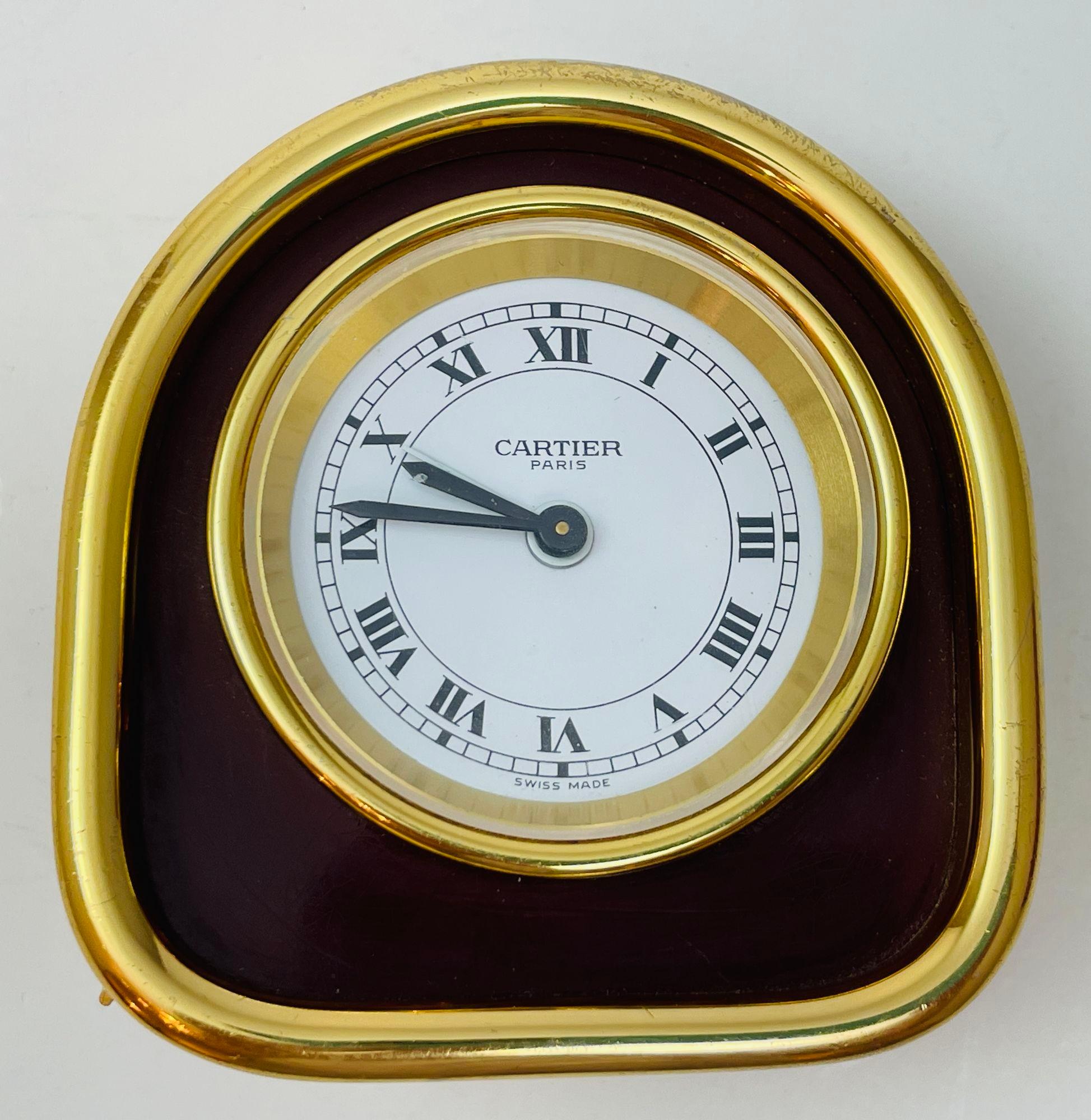 Cartier Paris Art Deco Orologio da tavolo da viaggio placcato oro 24 carati in vendita 9