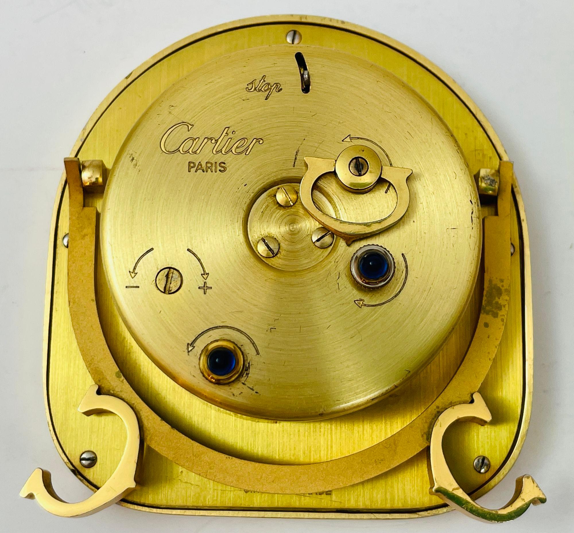 Cartier Paris Art Deco Orologio da tavolo da viaggio placcato oro 24 carati in vendita 11