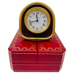 Cartier Paris Art Deco Travel Desk Clock 24-Karat Gold-Plated