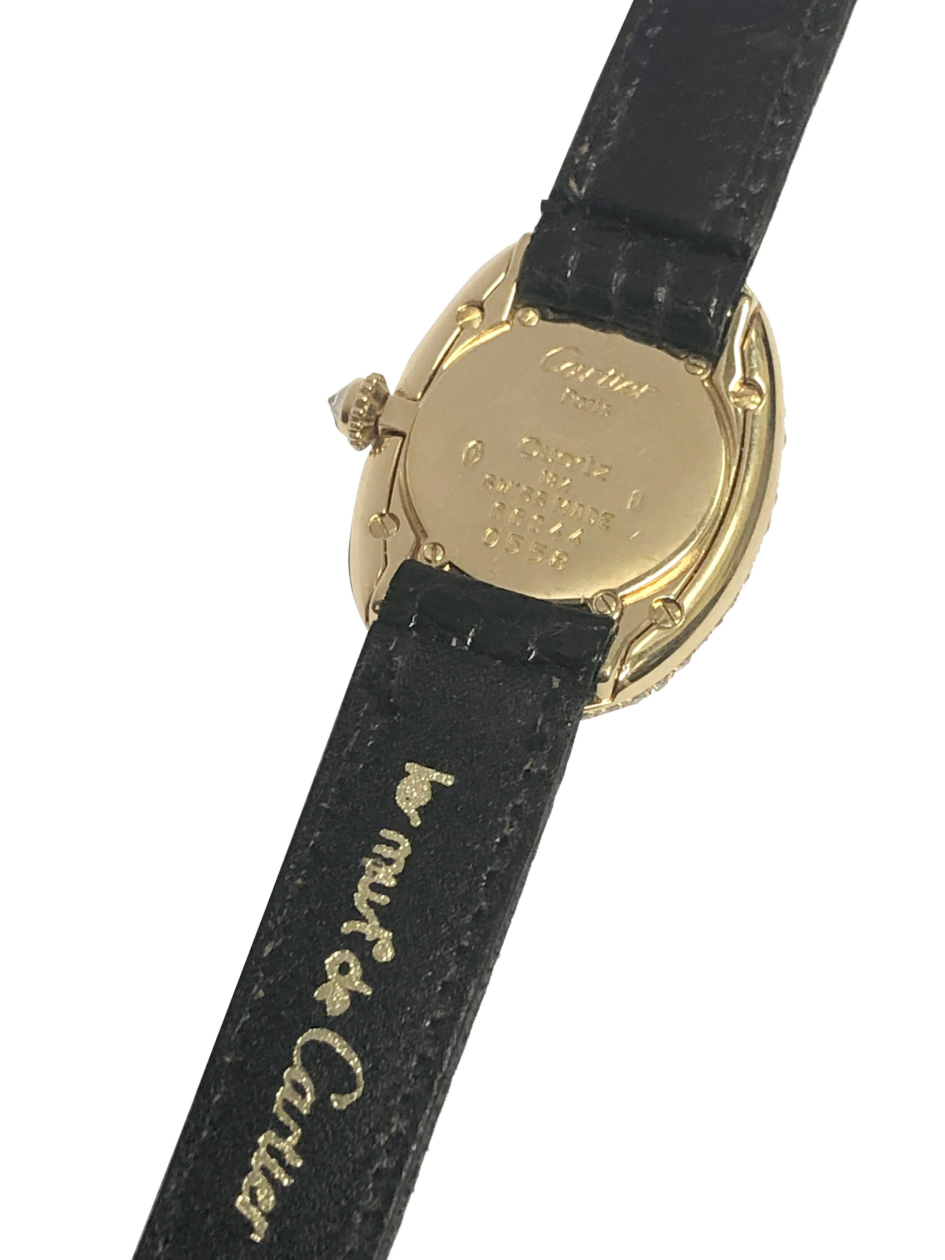 Cartier Paris Baignoire Damenarmbanduhr aus Gelbgold und Diamant-Quarz 2
