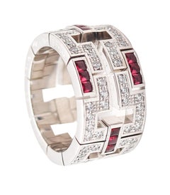 CARTIER Paris Baiser Du Dragon Band Ring In 18Kt Gold With Diamonds & Rubies