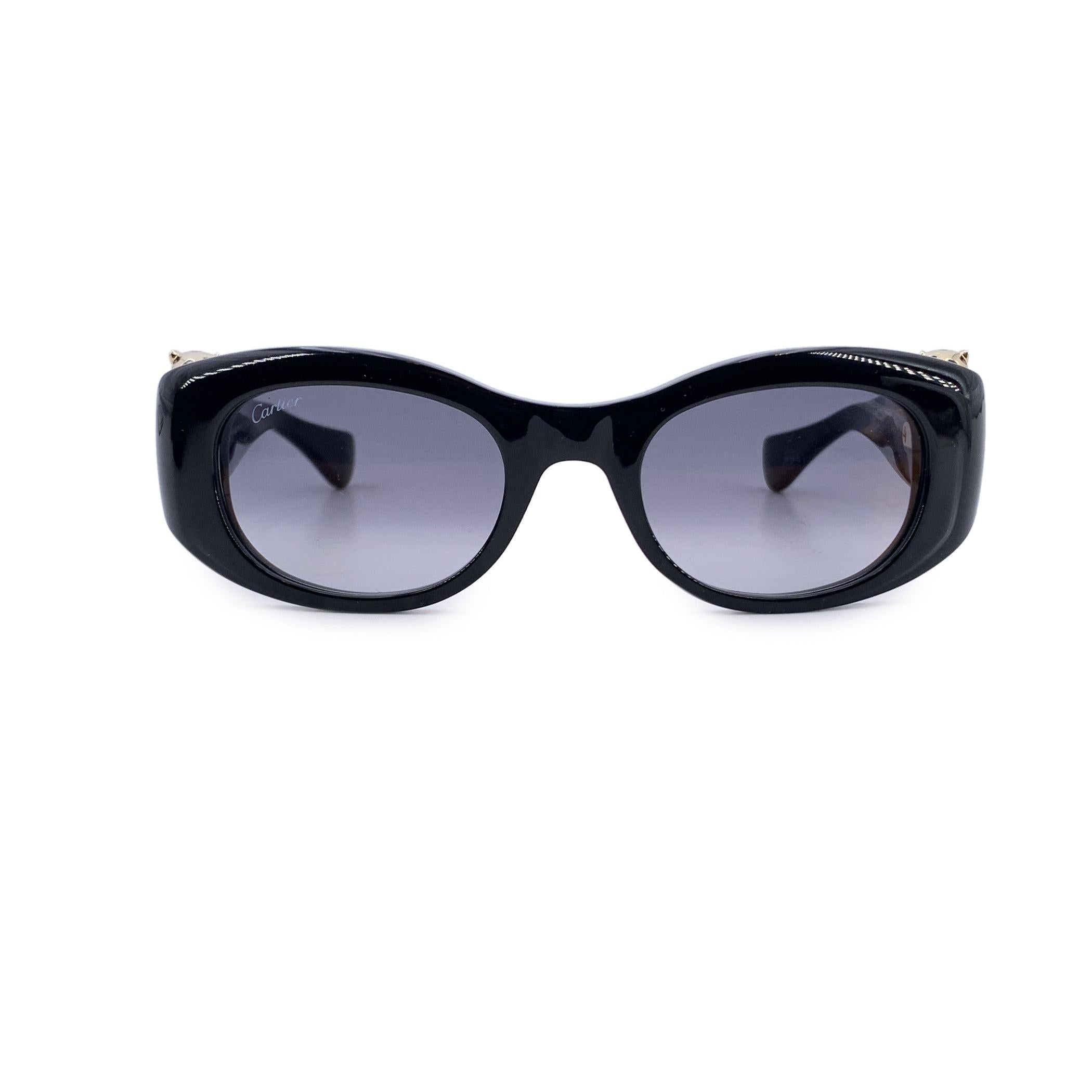 Nero Occhiali da sole Cartier Paris Black CT0472S Panthère de Cartier 140 mm in vendita