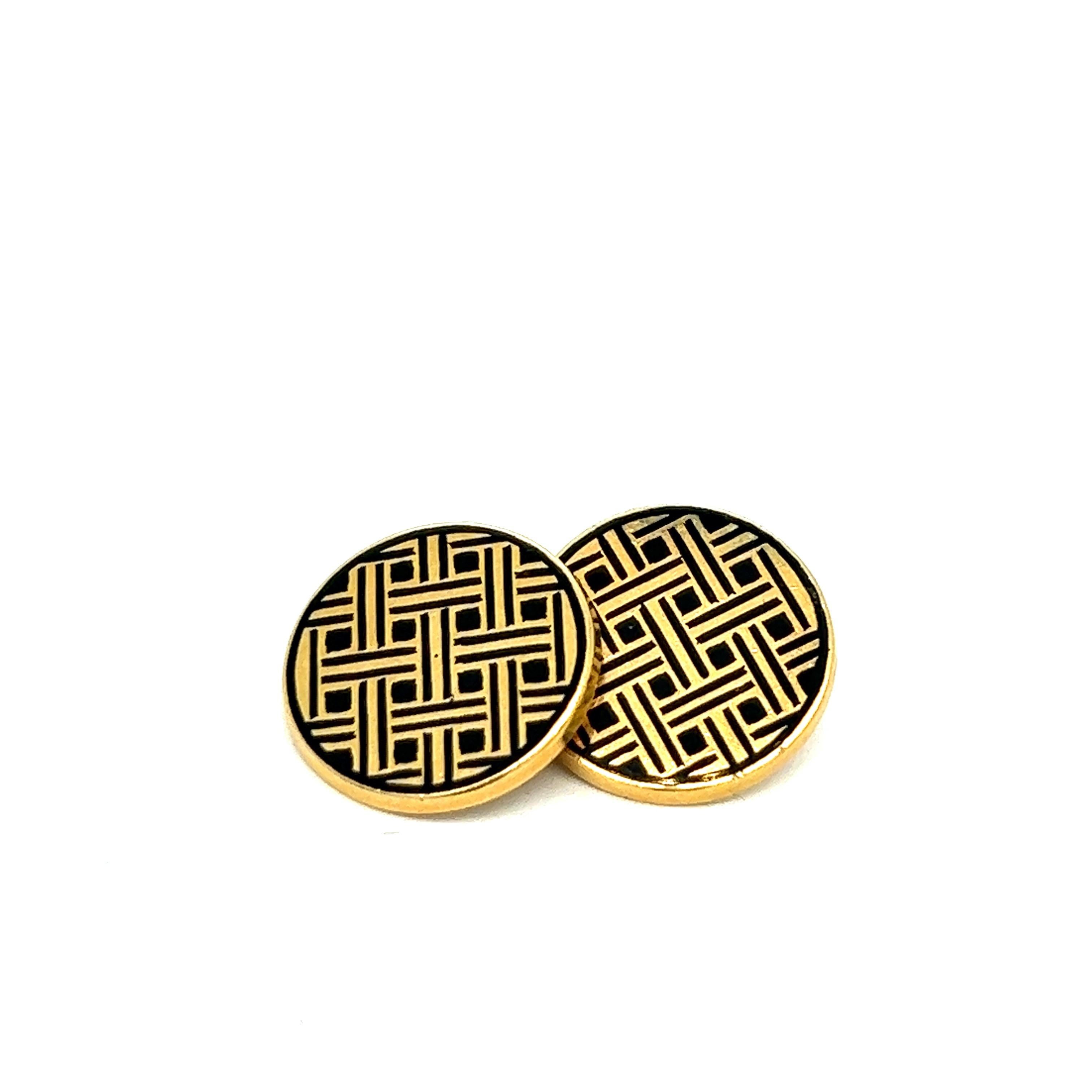 Cartier Paris Black Enamel Cufflinks In Excellent Condition For Sale In New York, NY