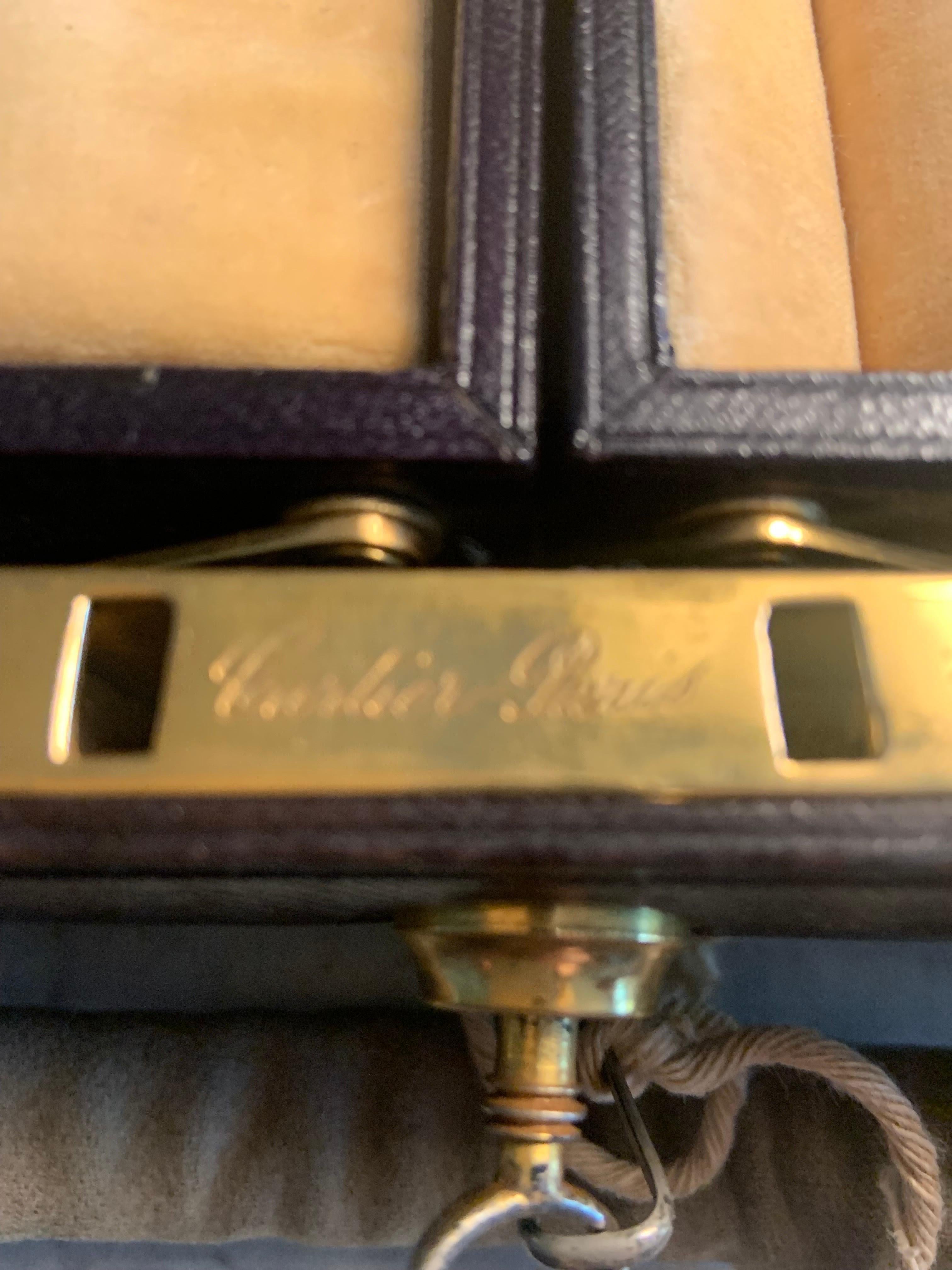 Cartier, Paris Black Leather and  Velvet Lined Jewelry Box and Key 14