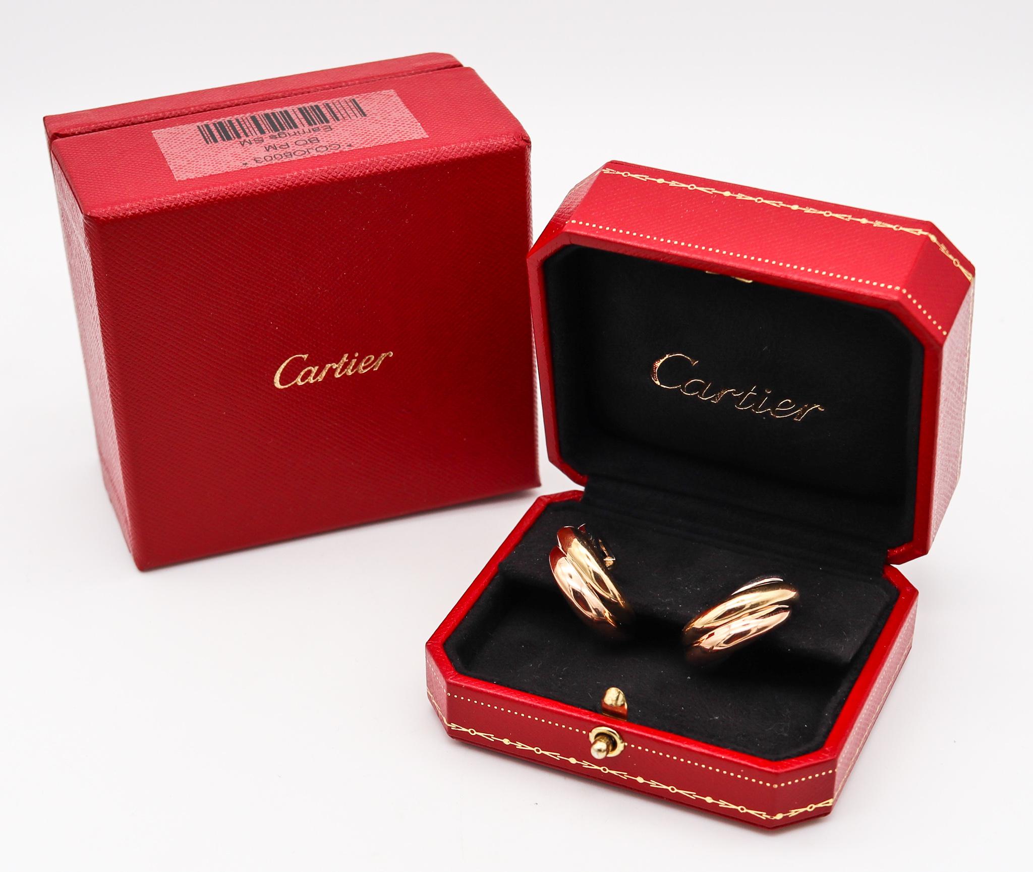 Cartier Paris Große Trinity-Ohrringe aus massivem 18 Karat Gold in drei Farbtönen im Angebot 2