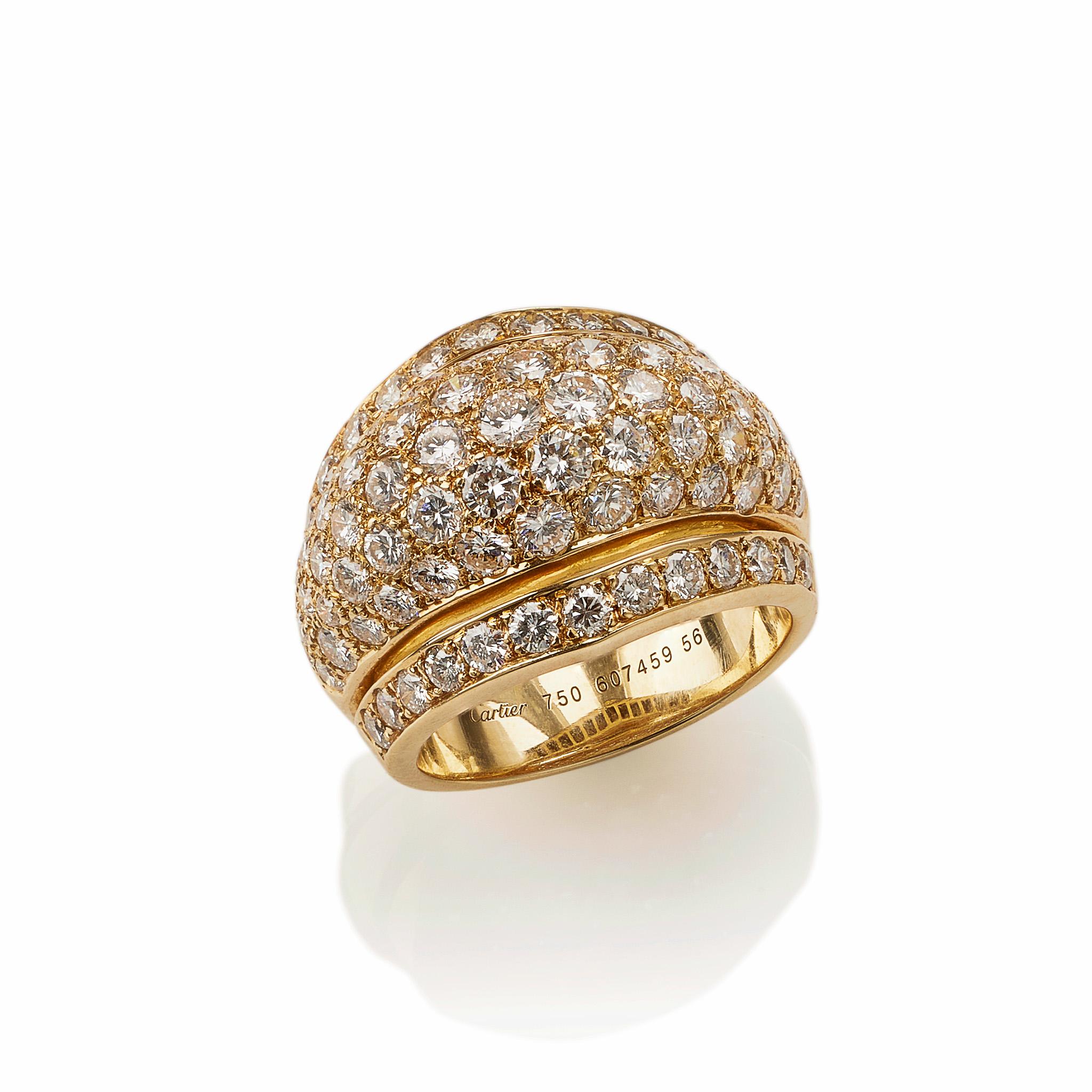 Bague à diamants Cartier Paris Bombé Excellent état - En vente à New York, NY