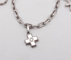 Cartier Paris Bracelet With Three Charms in Solid 18Kt White Gold With Box