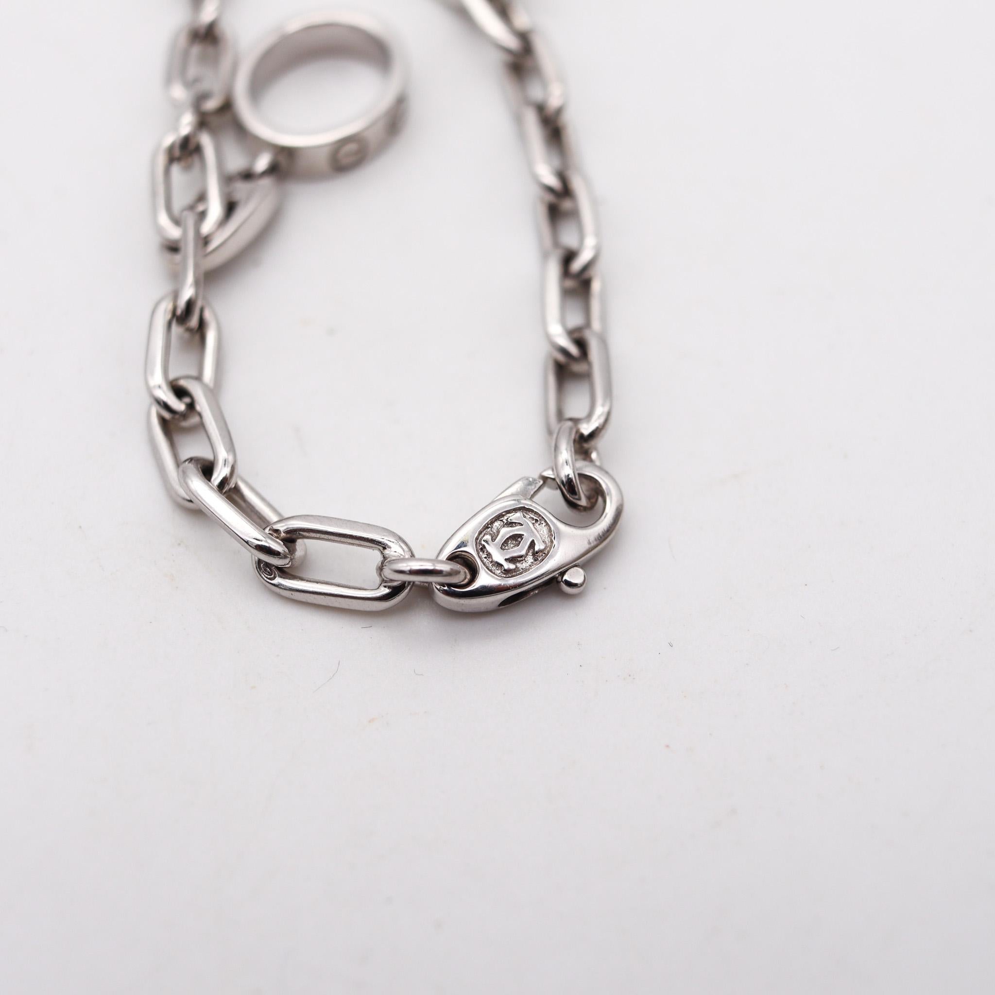 Cartier Paris Bracelet With Three Charms in Solid 18Kt White Gold With Box In Excellent Condition For Sale In Miami, FL