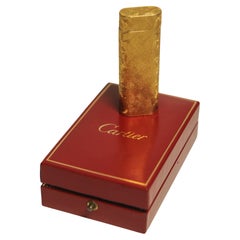 Cartier Rare briquet de cigarettes à motif écorce en plaqué or 18 carats dans une boîte Cartier