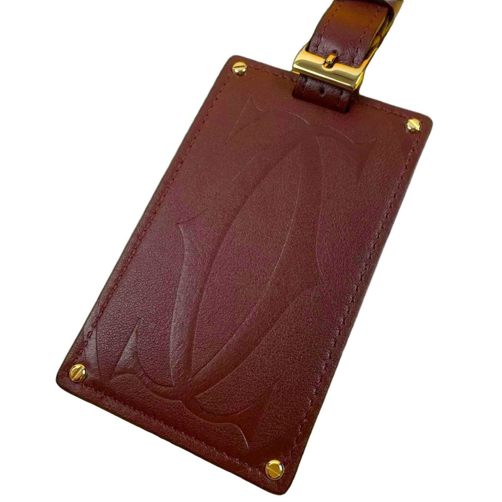 Cartier Paris Burgundy Calfskin Leather Luggage Tag For Sale 4