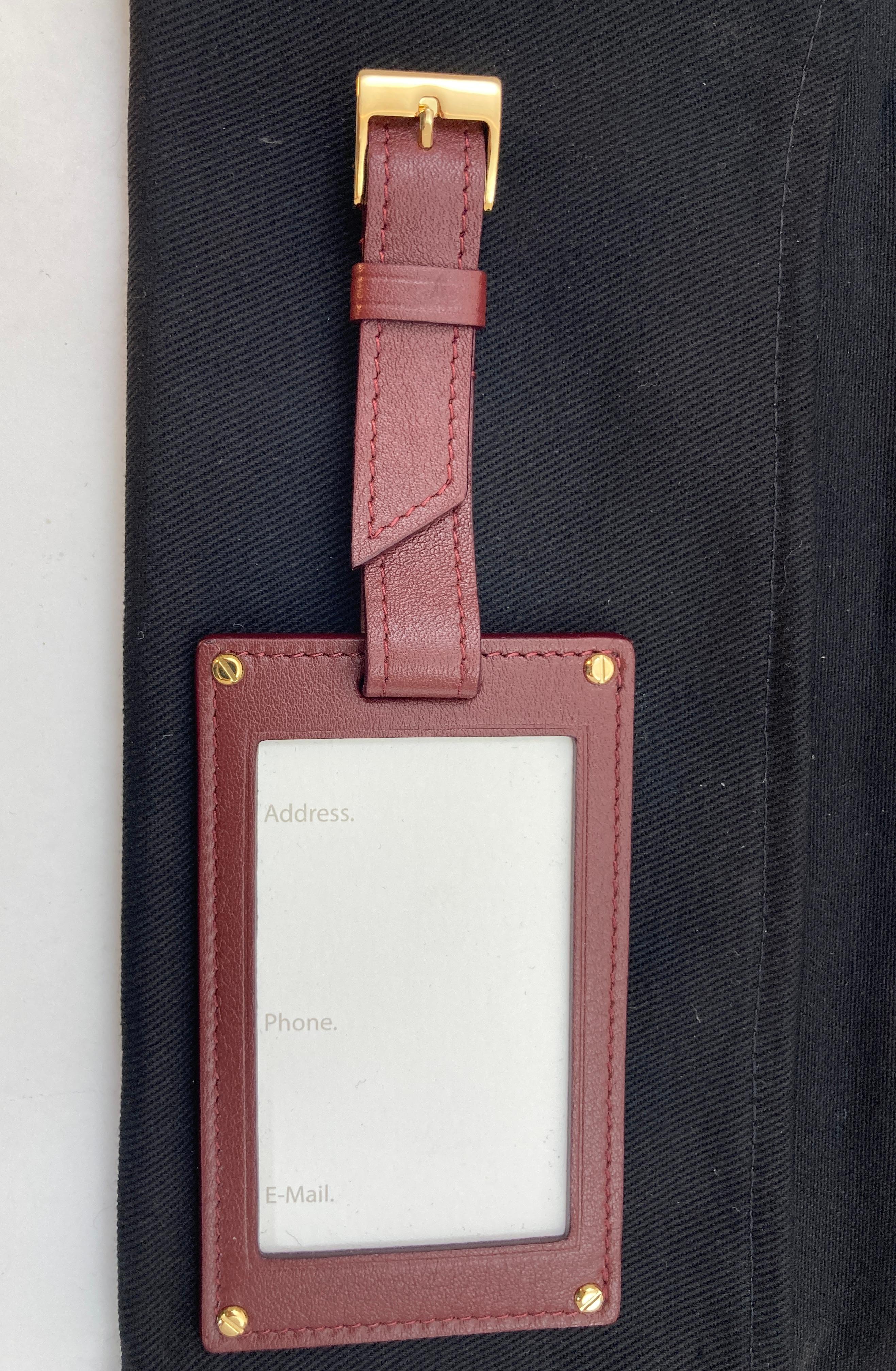 Cartier Paris Burgundy Calfskin Leather Luggage Tag For Sale 5