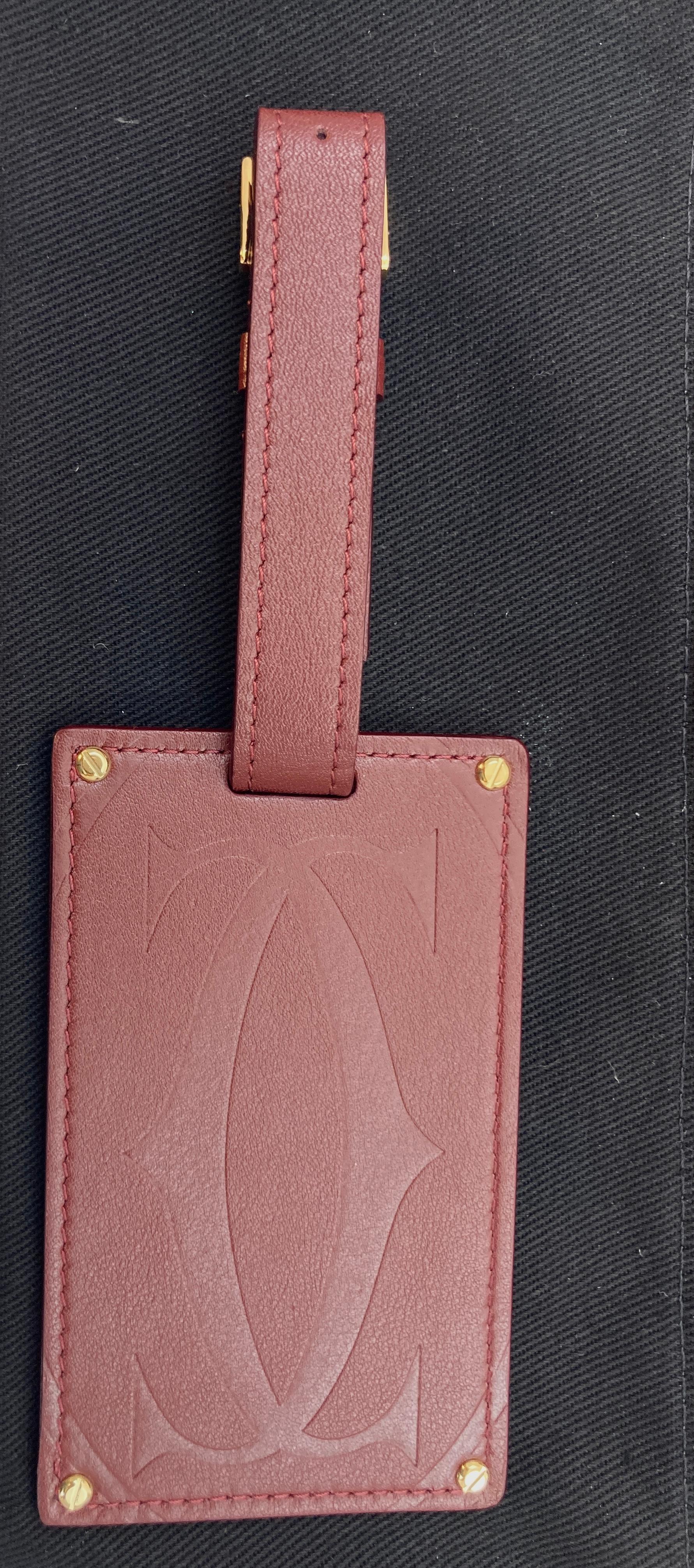 Cartier Paris Burgundy Calfskin Leather Luggage Tag For Sale 6