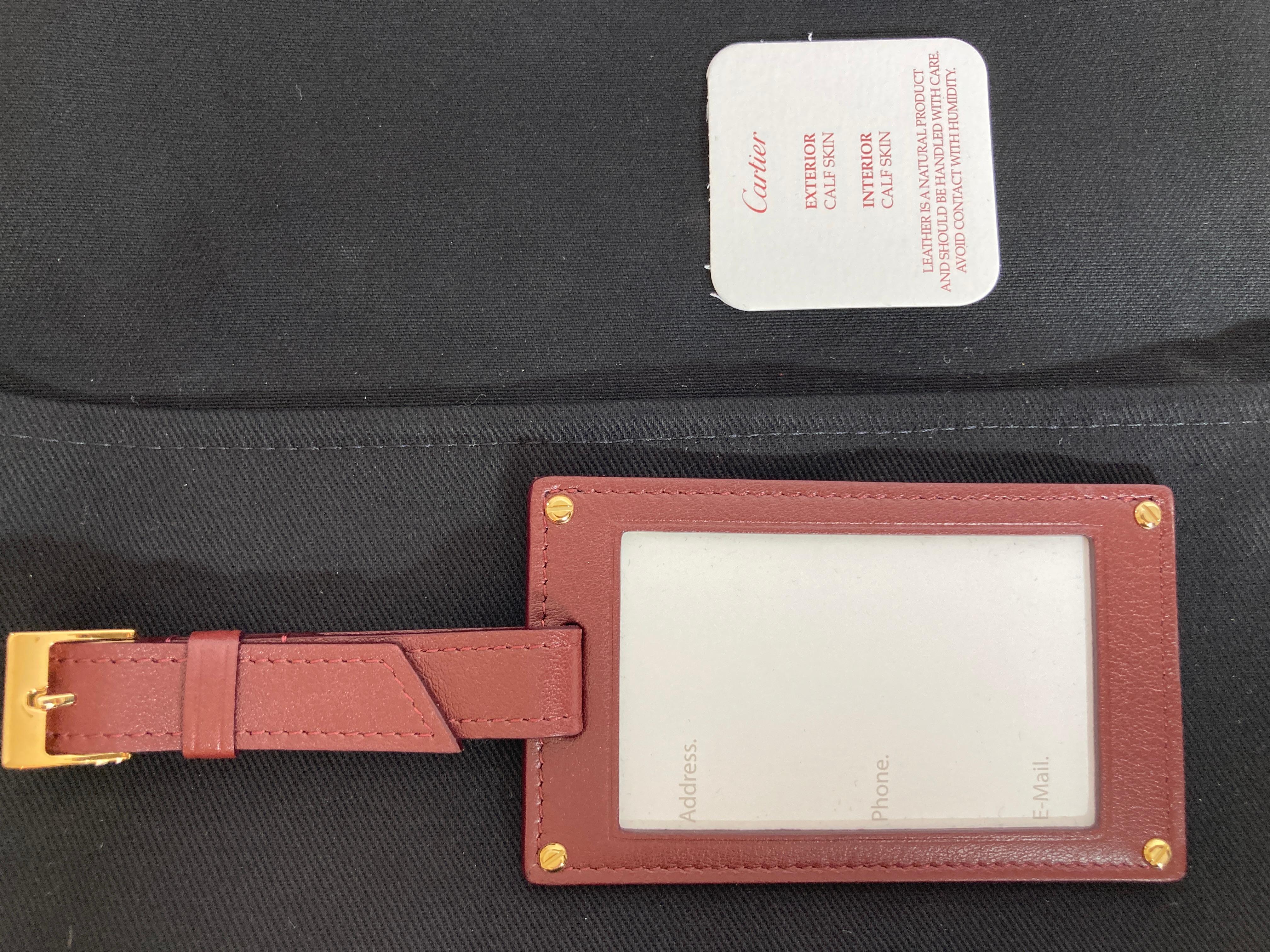 Cartier Paris Burgundy Calfskin Leather Luggage Tag For Sale 6