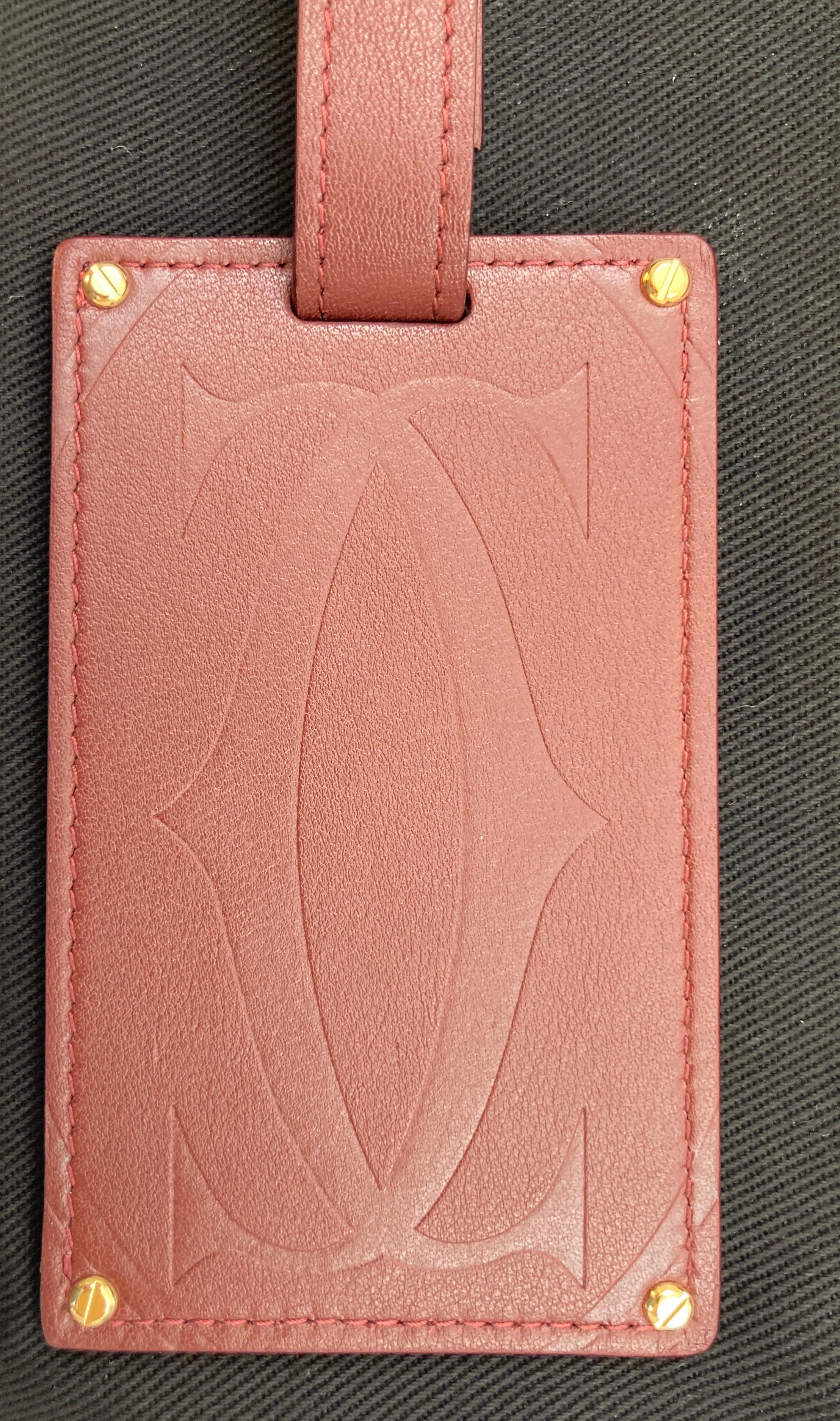 Cartier Paris Burgundy Calfskin Leather Luggage Tag For Sale 7
