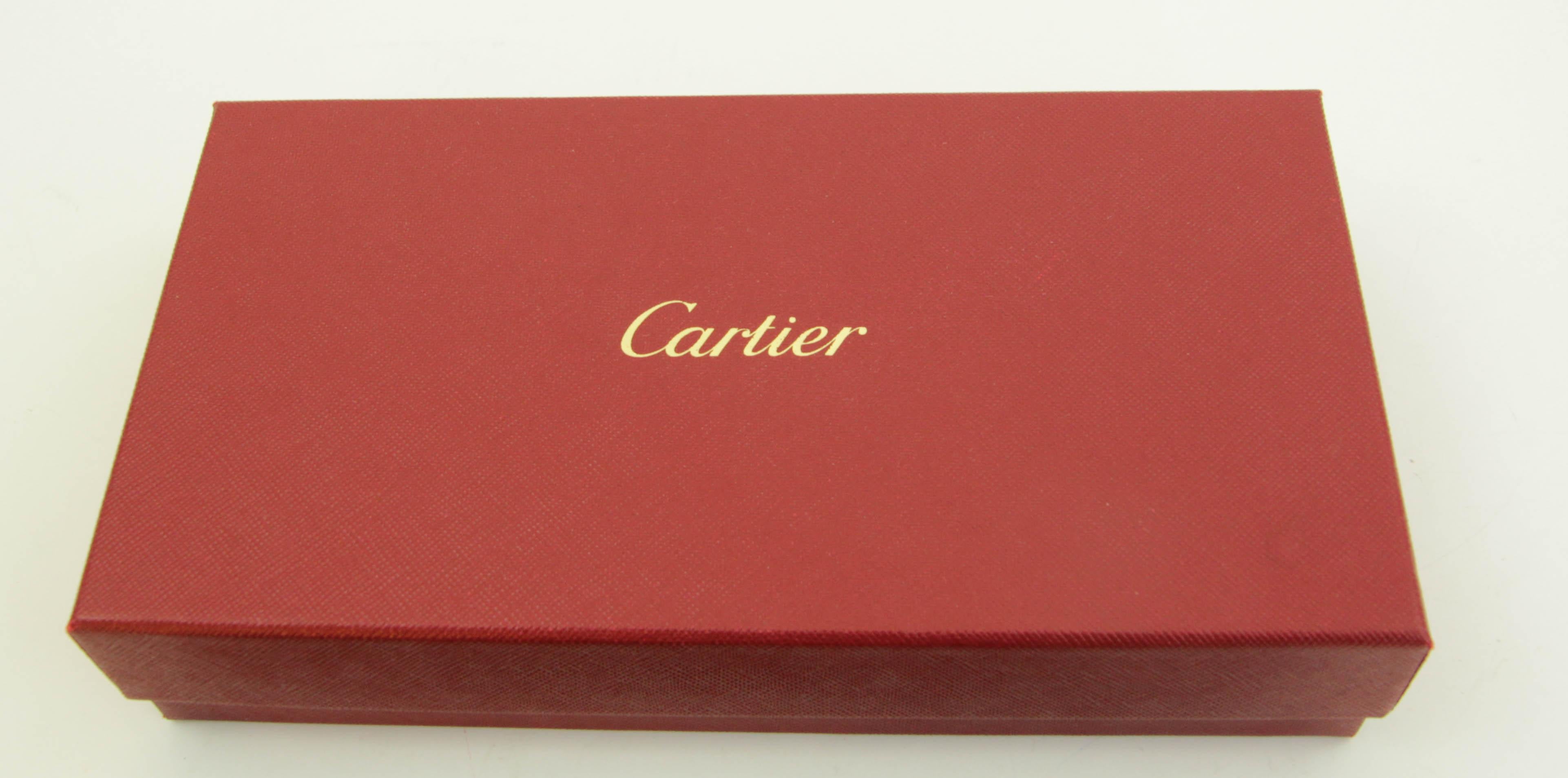 Brown Cartier Paris Burgundy Calfskin Leather Luggage Tag For Sale