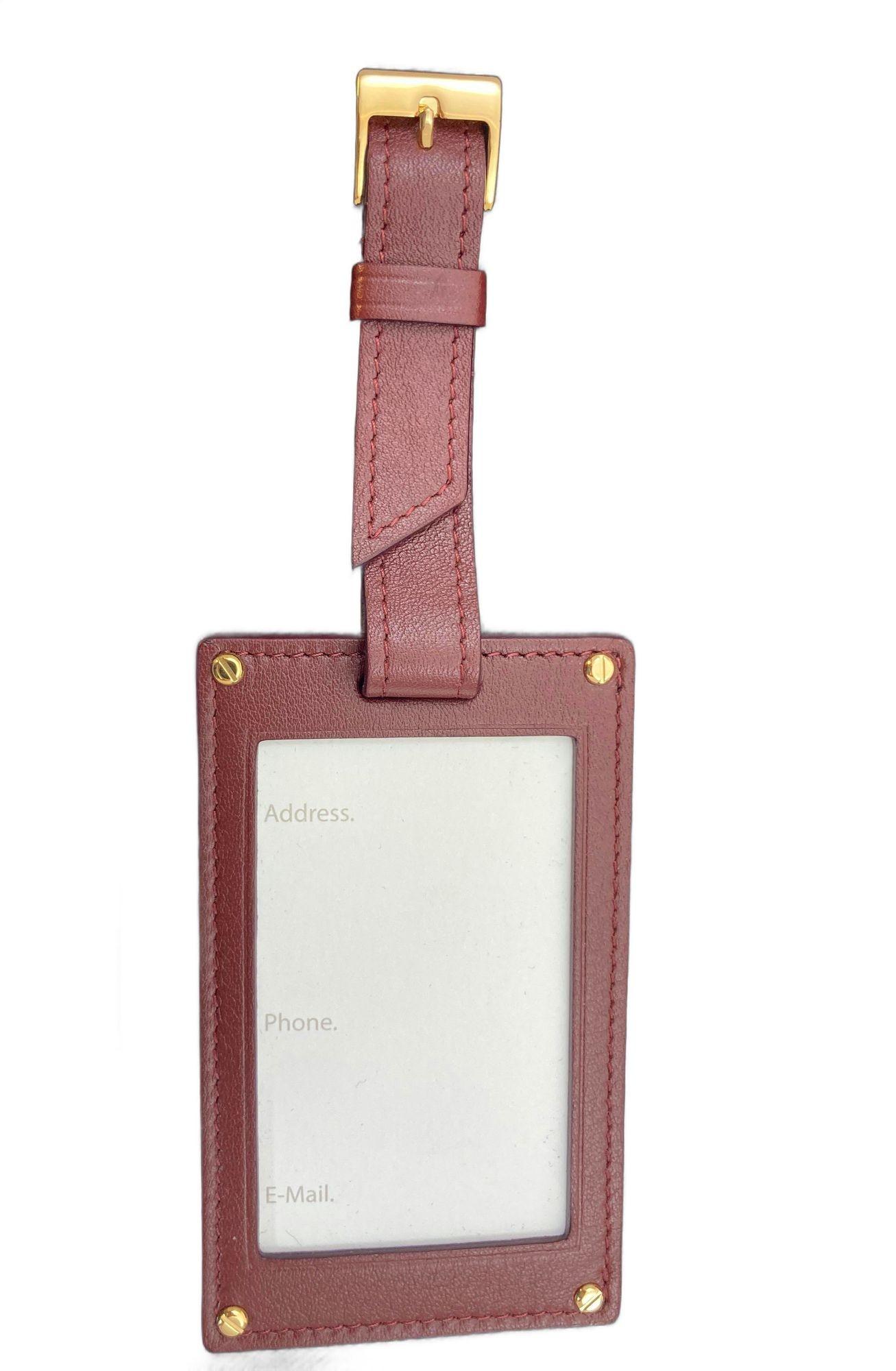 Cartier Paris Burgundy Calfskin Leather Luggage Tag For Sale 1