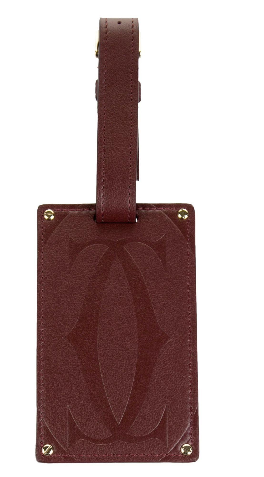 Cartier Paris Burgundy Calfskin Leather Luggage Tag For Sale 2