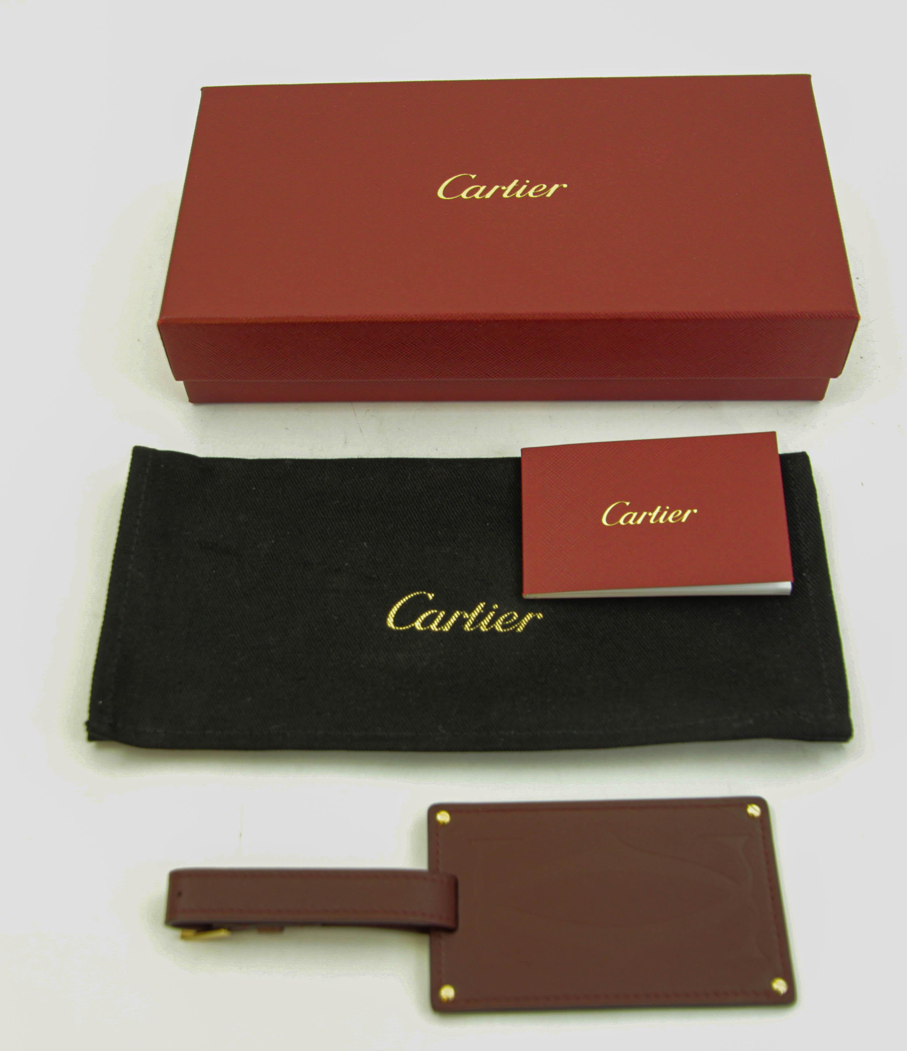 Cartier Paris Burgundy Calfskin Leather Luggage Tag For Sale 3