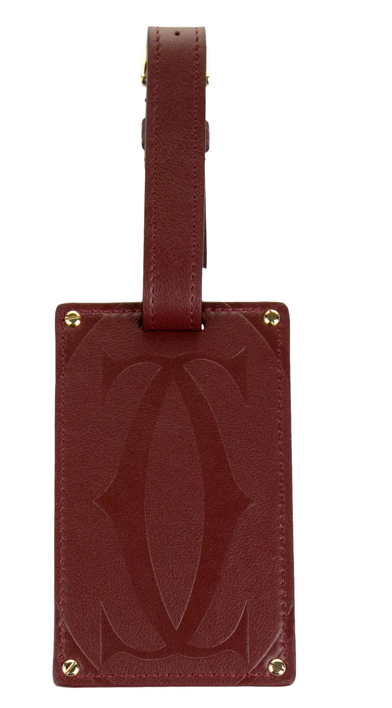Cartier Paris Burgundy Calfskin Leather Luggage Tag For Sale 4
