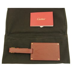 Vintage Cartier Paris Burgundy Calfskin Leather Luggage Tag
