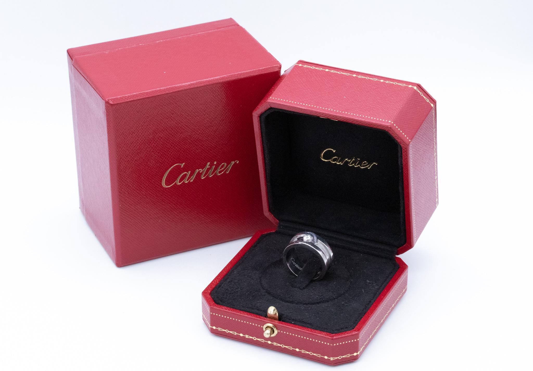 Cartier Paris C 2 Ring in 18Kt White Gold with One VVS Round Diamond For Sale 1