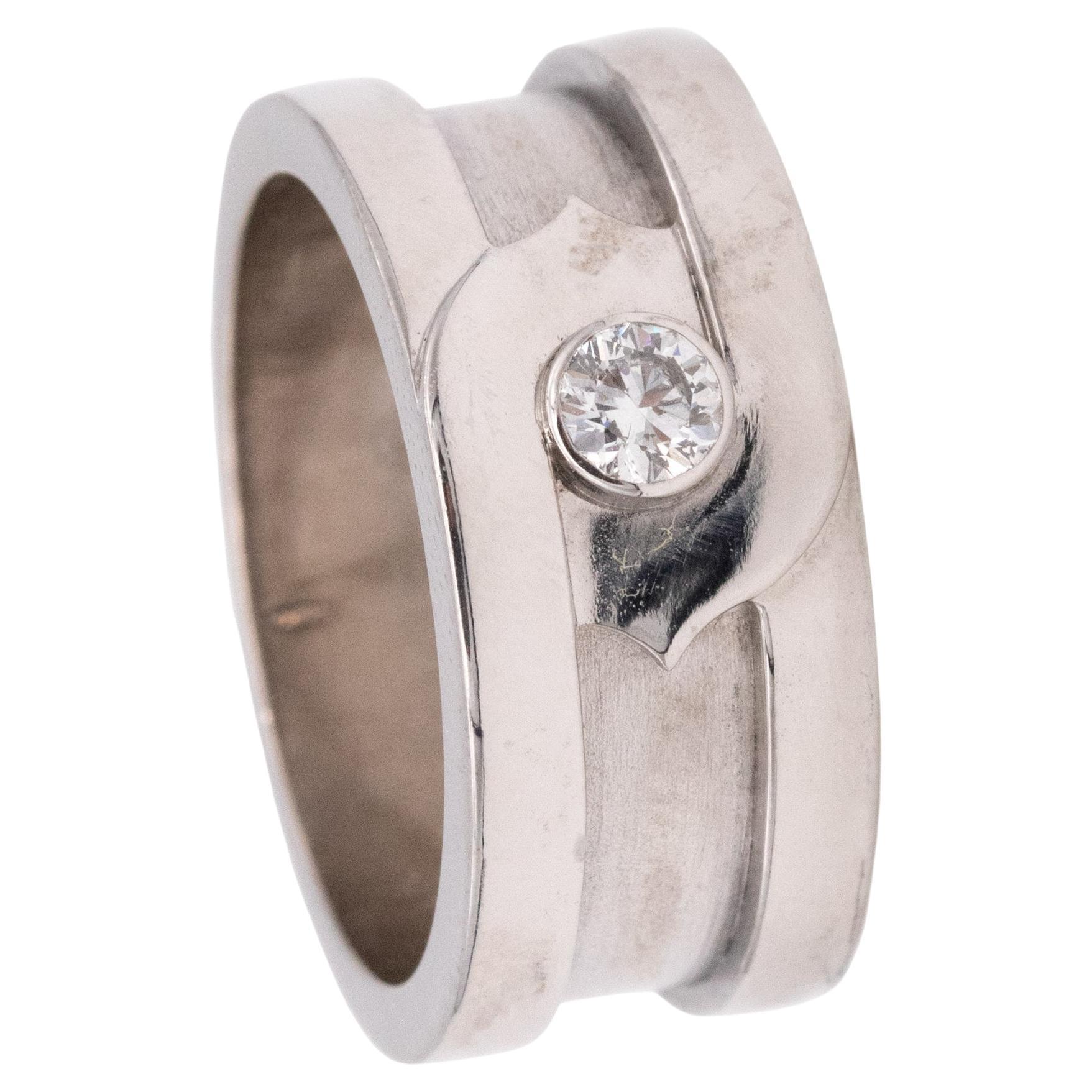 Cartier Paris C 2 Ring in 18Kt White Gold with One VVS Round Diamond