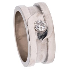 Cartier Paris C 2 Ring in 18Kt White Gold with One VVS Round Diamond