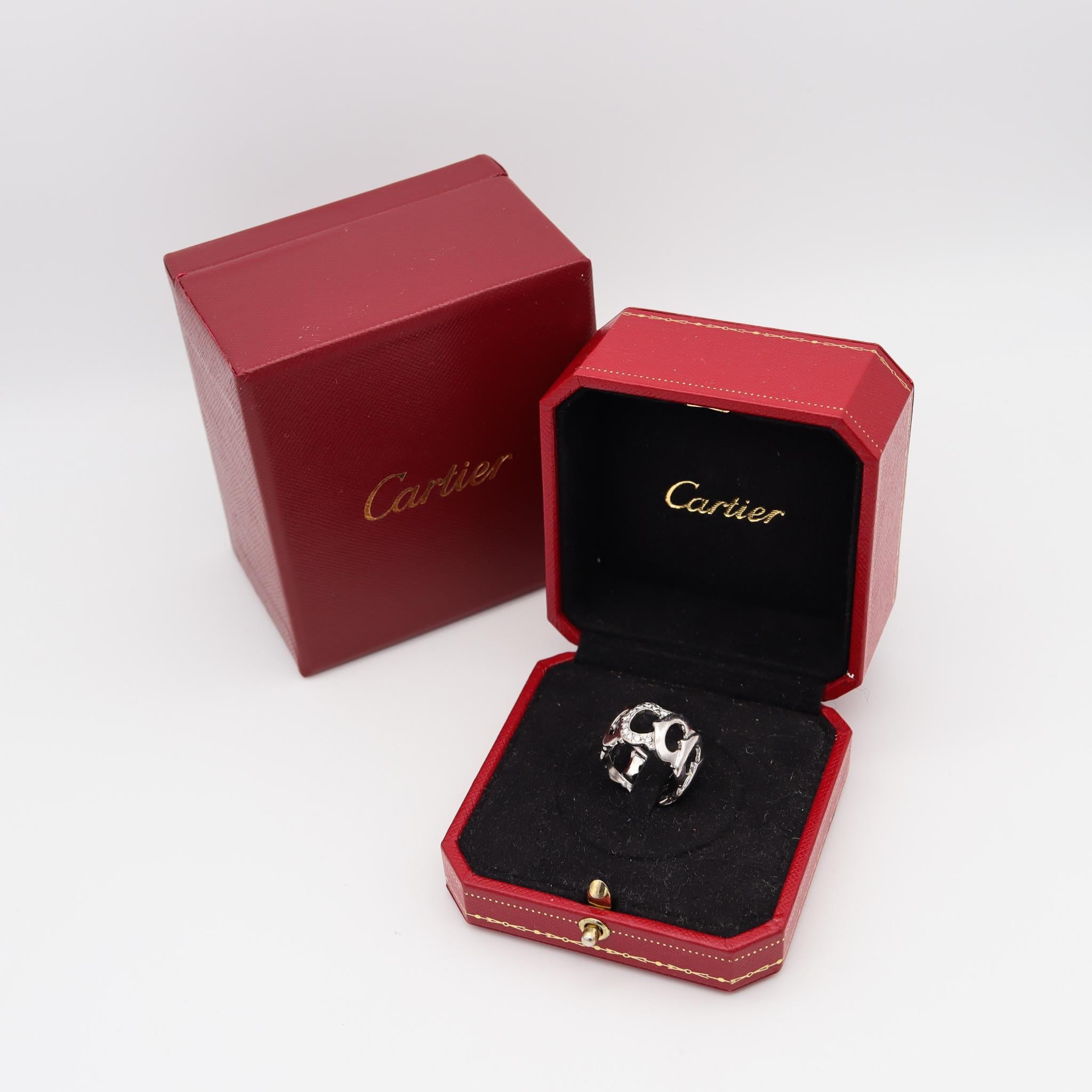 C-de-Cartier eternity ring designed by Cartier.

An iconic piece, created in Paris France by the jewelry house of Cartier. This popular eternity ring is part of the C-de-Cartier collection crafted in solid white gold of 18 karats with high polished