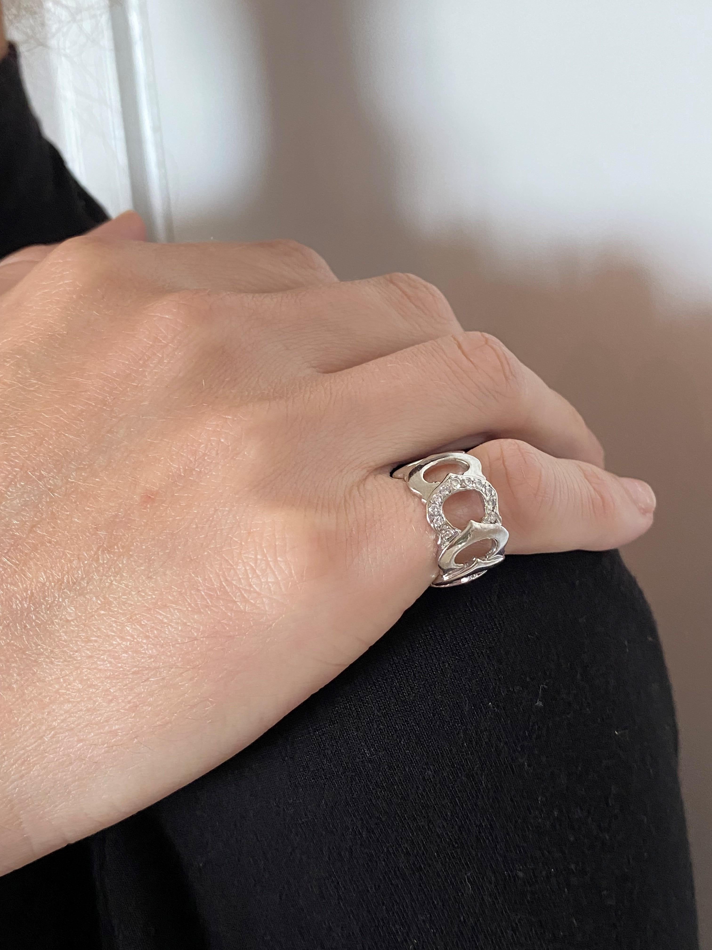 Brilliant Cut Cartier Paris C De Cartier Eternity Band Ring 18Kt White Gold with VVS Diamonds