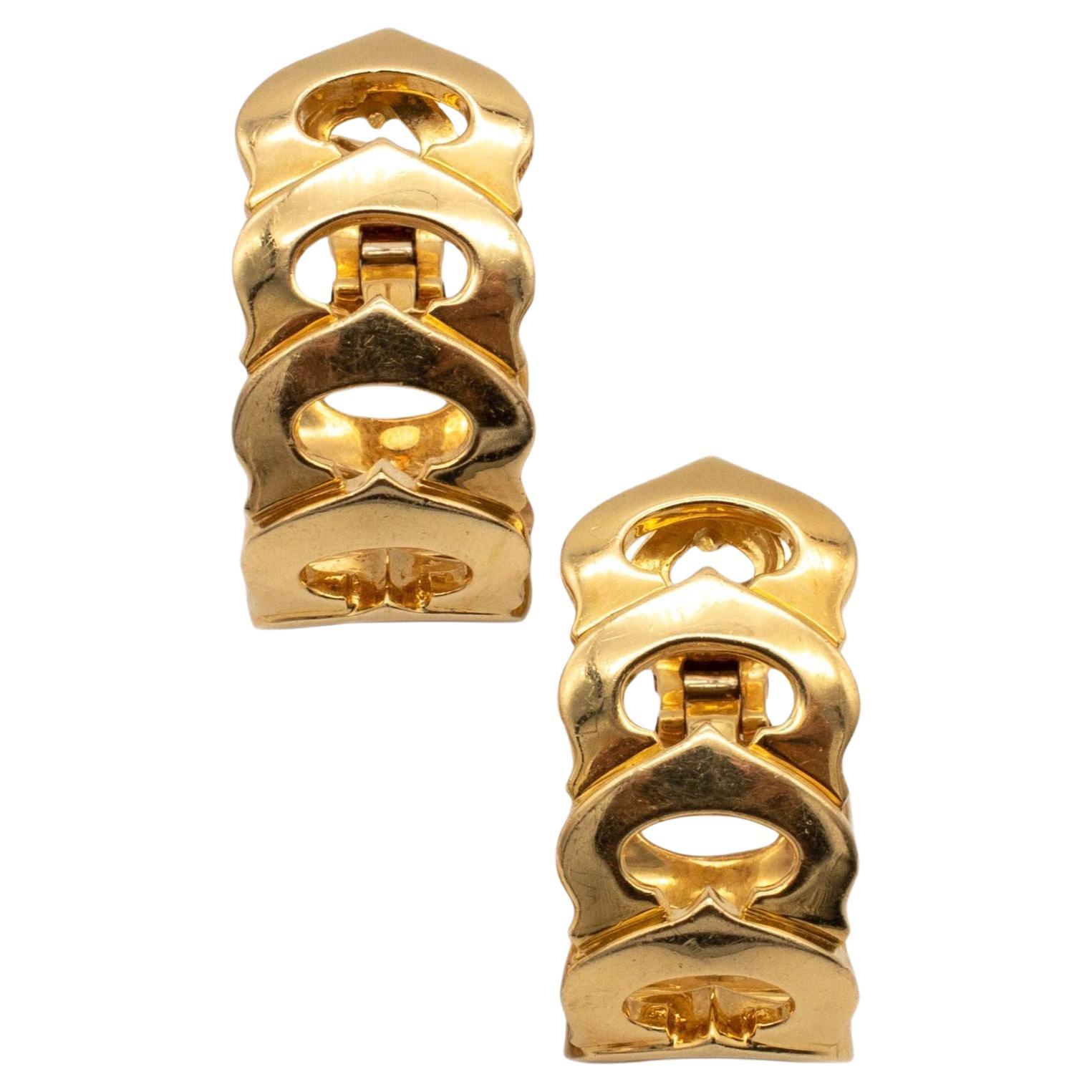 Cartier Paris C de Cartier Large Pair of Hoop-Earrings in Solid 18Kt Yellow Gold