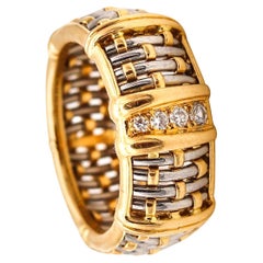 Cartier Paris Caged Band Ring in 18Kt Yellow Gold with 4 VS Diamonds