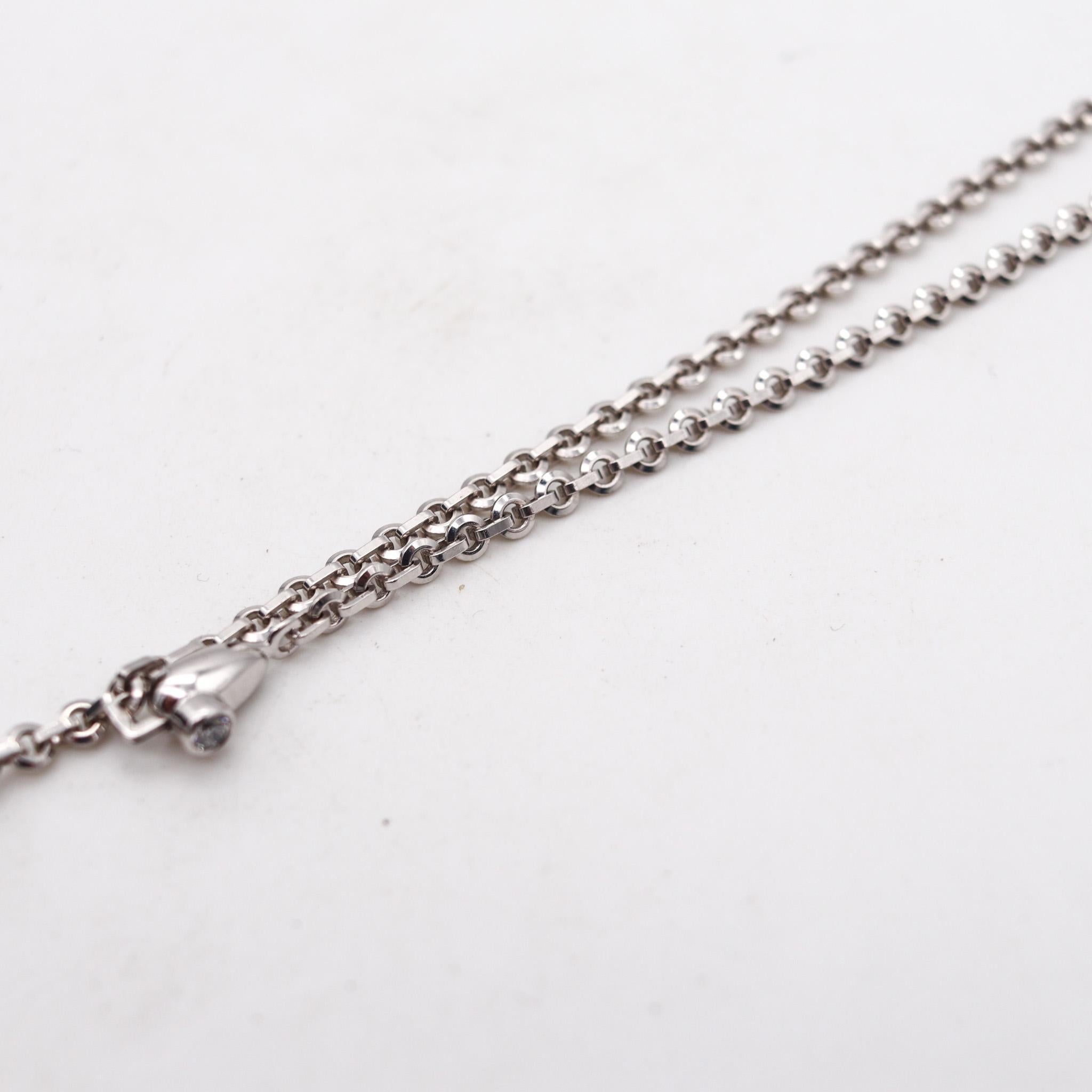 Brilliant Cut Cartier Paris Calin Lariat Necklace In 18Kt White Gold With Diamond And Pearls For Sale