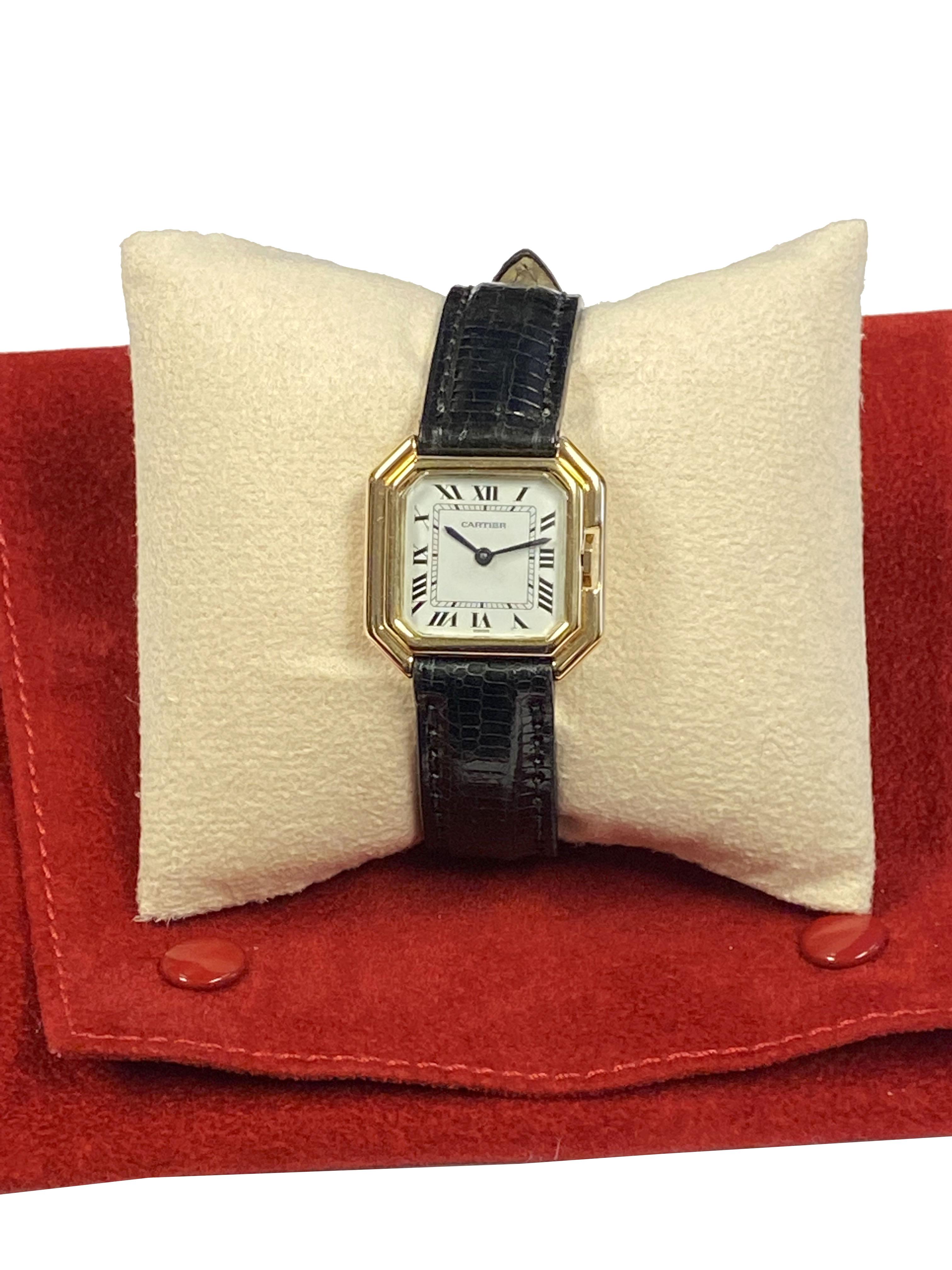 Women's or Men's Cartier Paris Centure Vintage Mid Size Yellow Gold Mechanical Wrist Watch