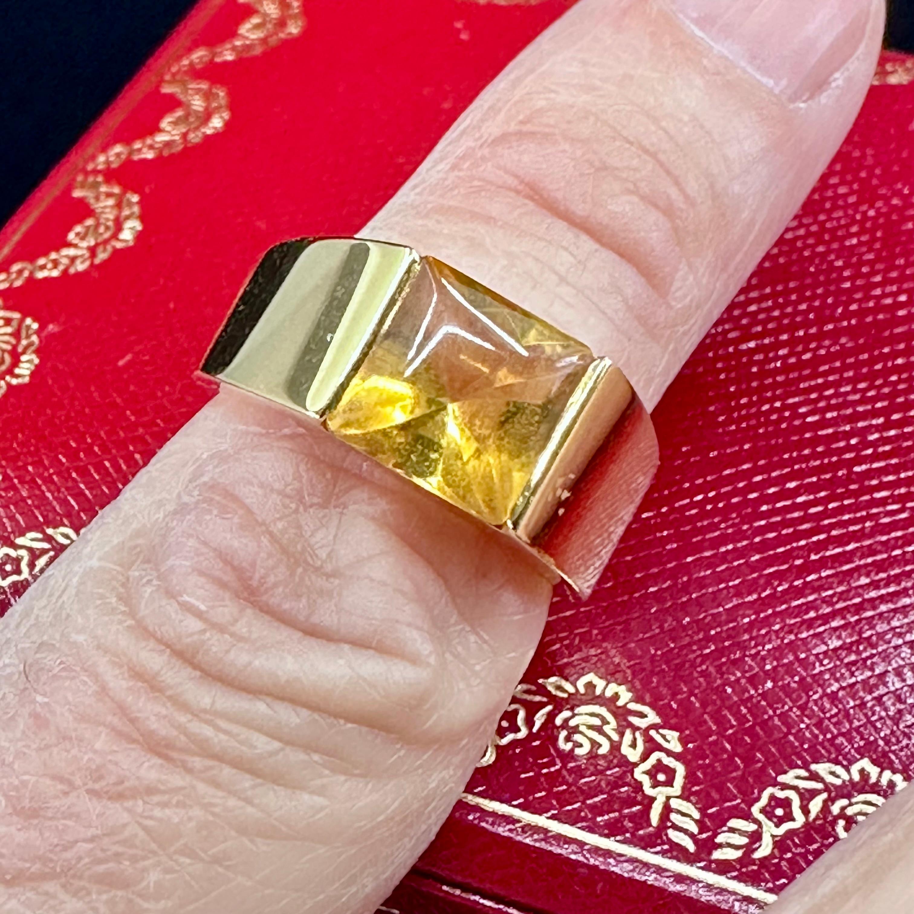 Cartier Paris Citrine Tank Band Ring  In Good Condition For Sale In Beverly Hills, CA