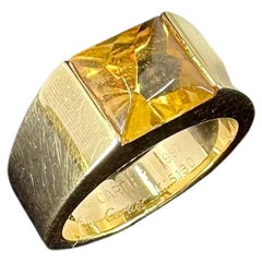 Vintage Cartier Paris Citrine Tank Band Ring 