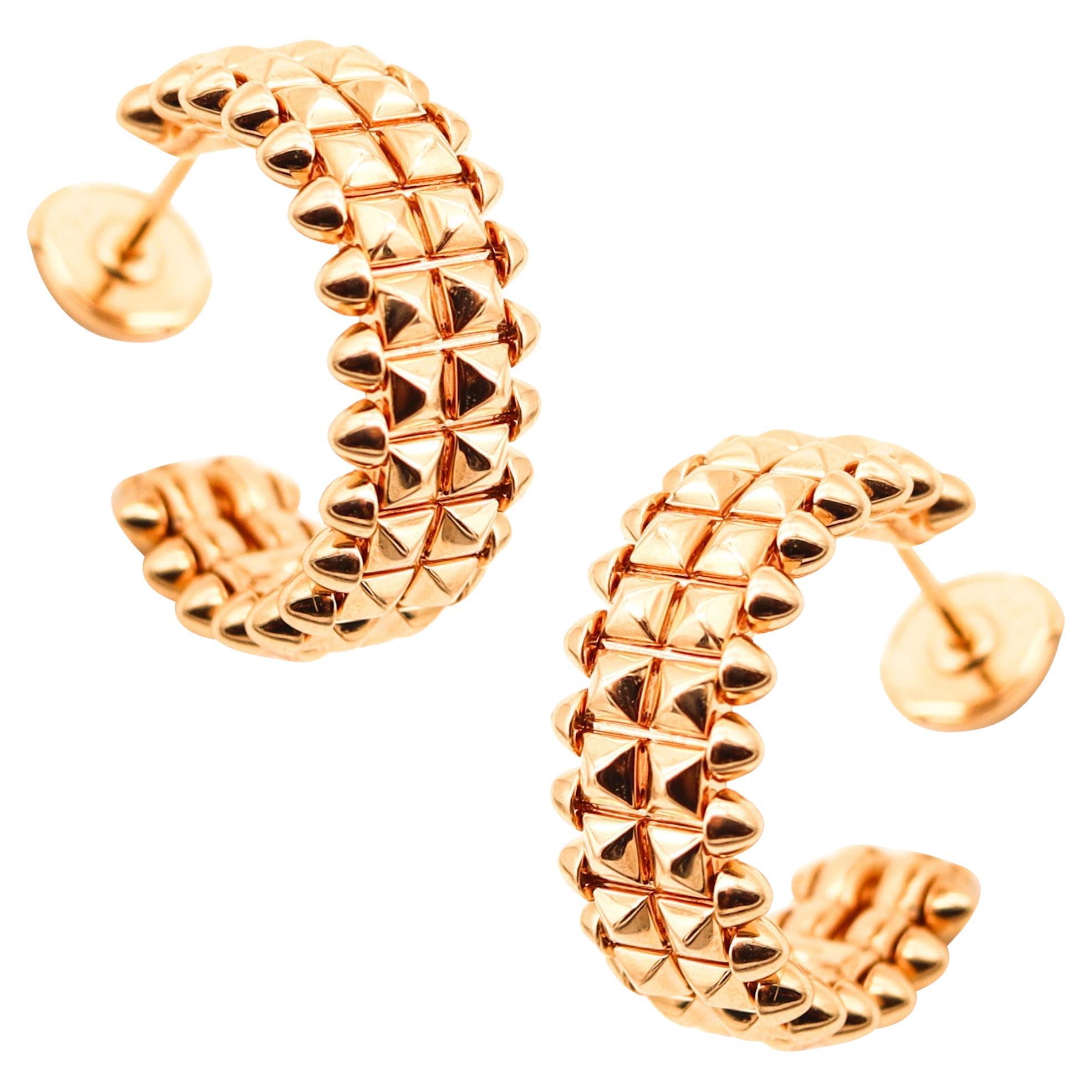 CARTIER Paris Clash De Cartier Hoops Earrings In Solid 18Kt Rose Gold In Box For Sale