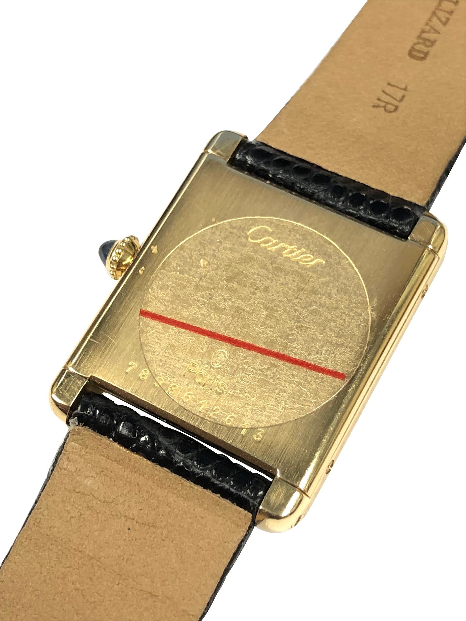 Women's or Men's Cartier Paris Classic Gold Mechanical Tank Wristwatch