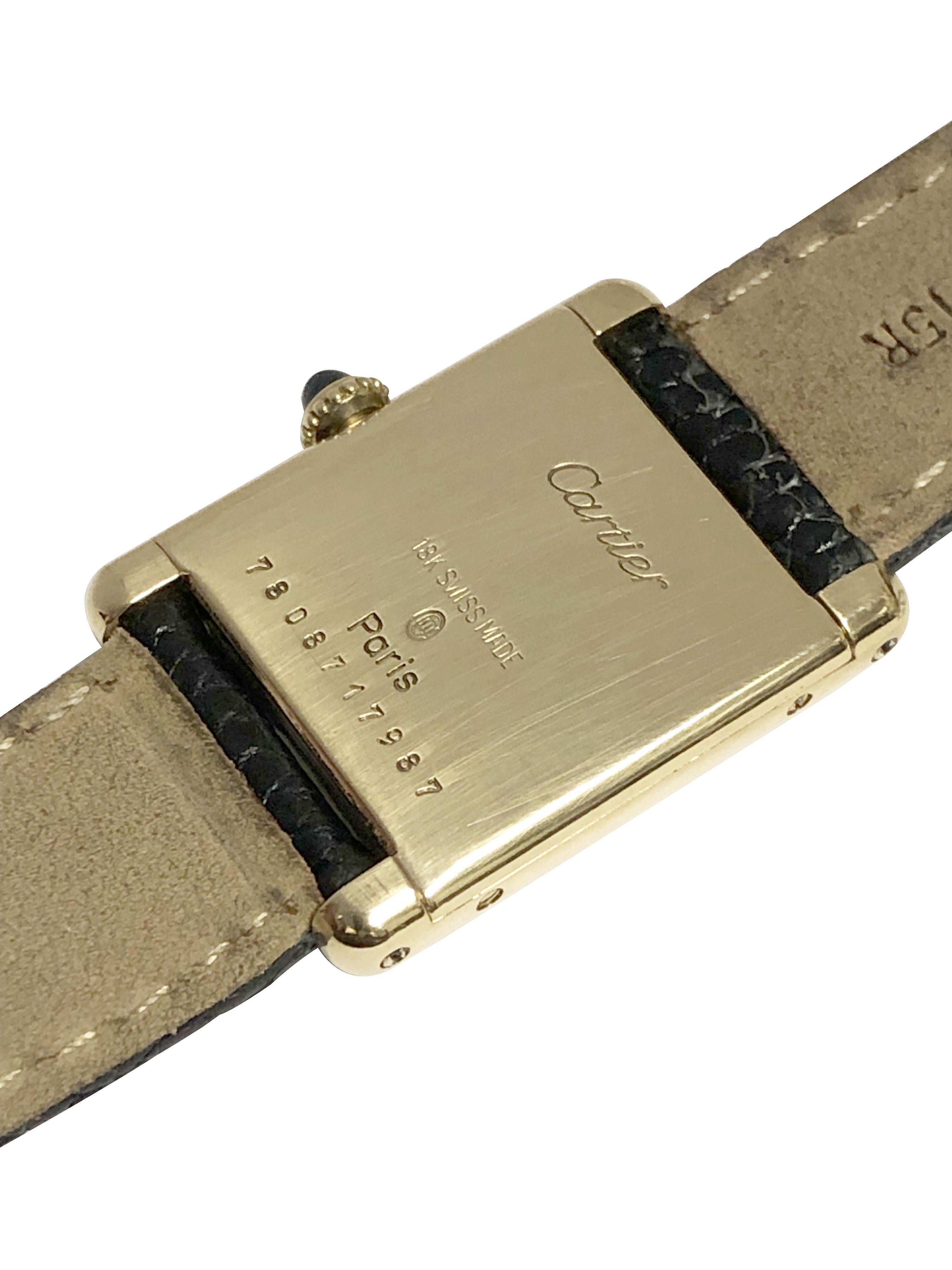 Cartier Paris Classic Gelbgold Damen mechanische Tank-Armbanduhr im Zustand „Hervorragend“ in Chicago, IL