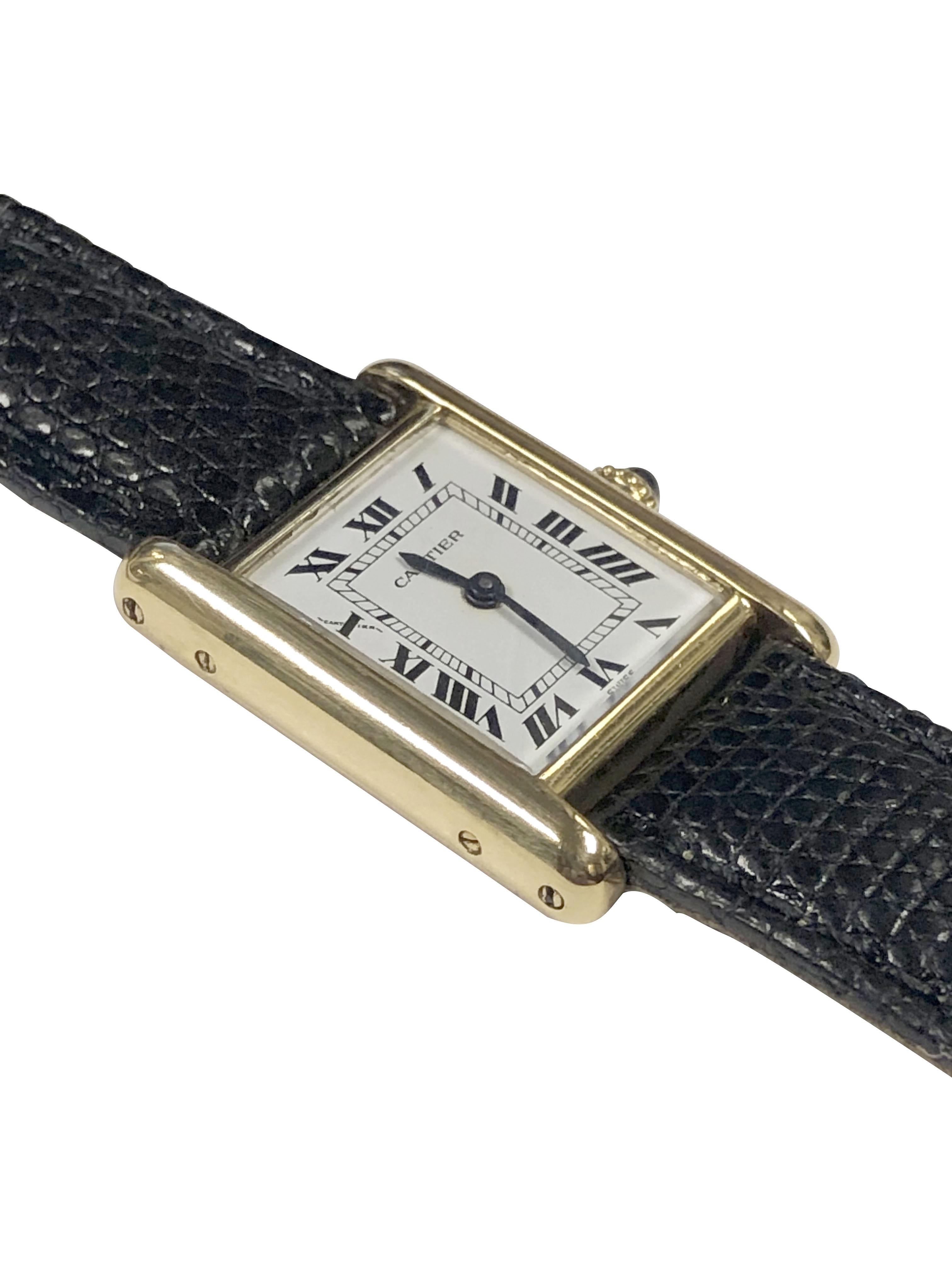 Cartier Paris Classic Gelbgold Damen mechanische Tank-Armbanduhr 1