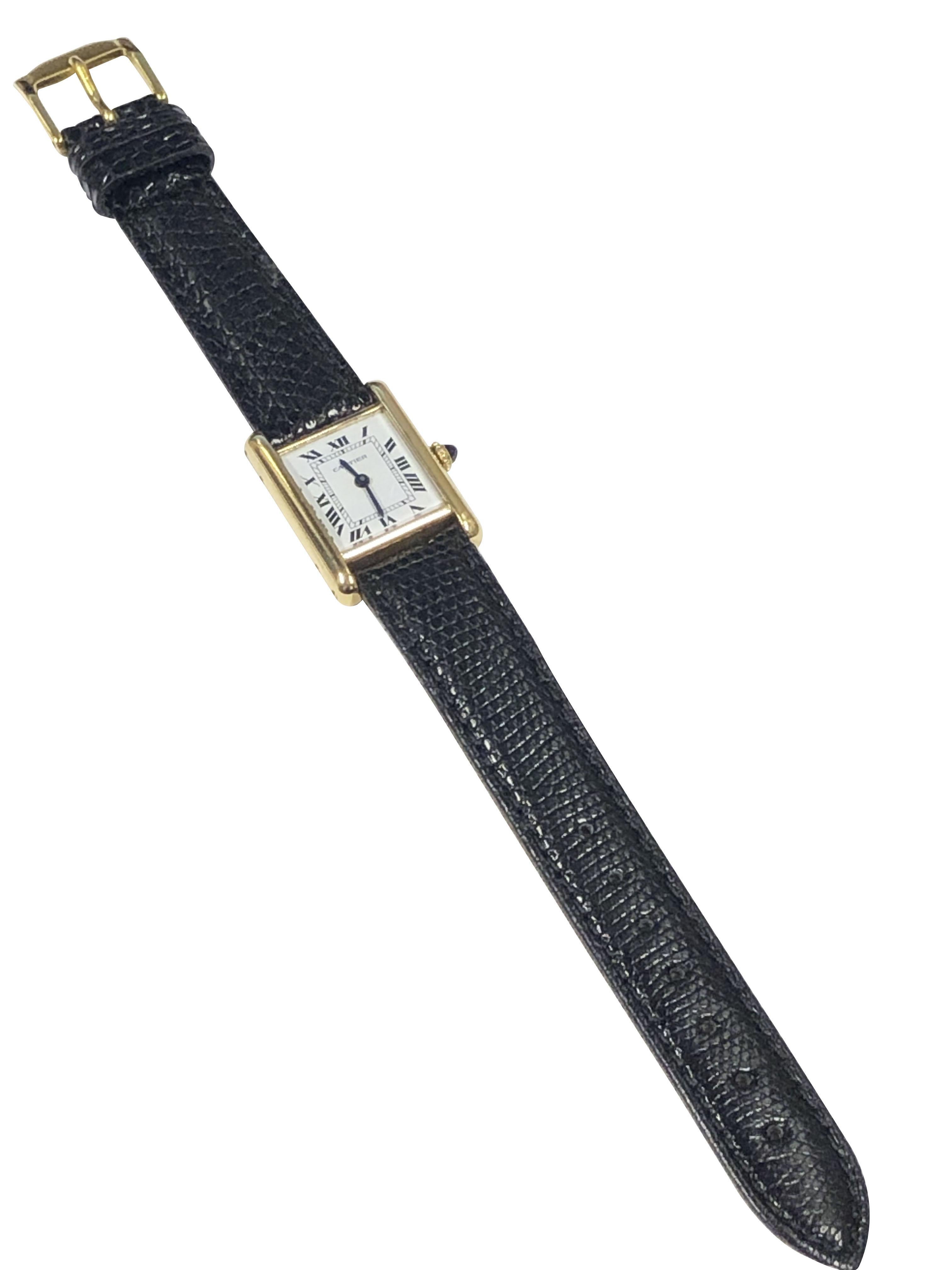 Cartier Paris Classic Gelbgold Damen mechanische Tank-Armbanduhr 2