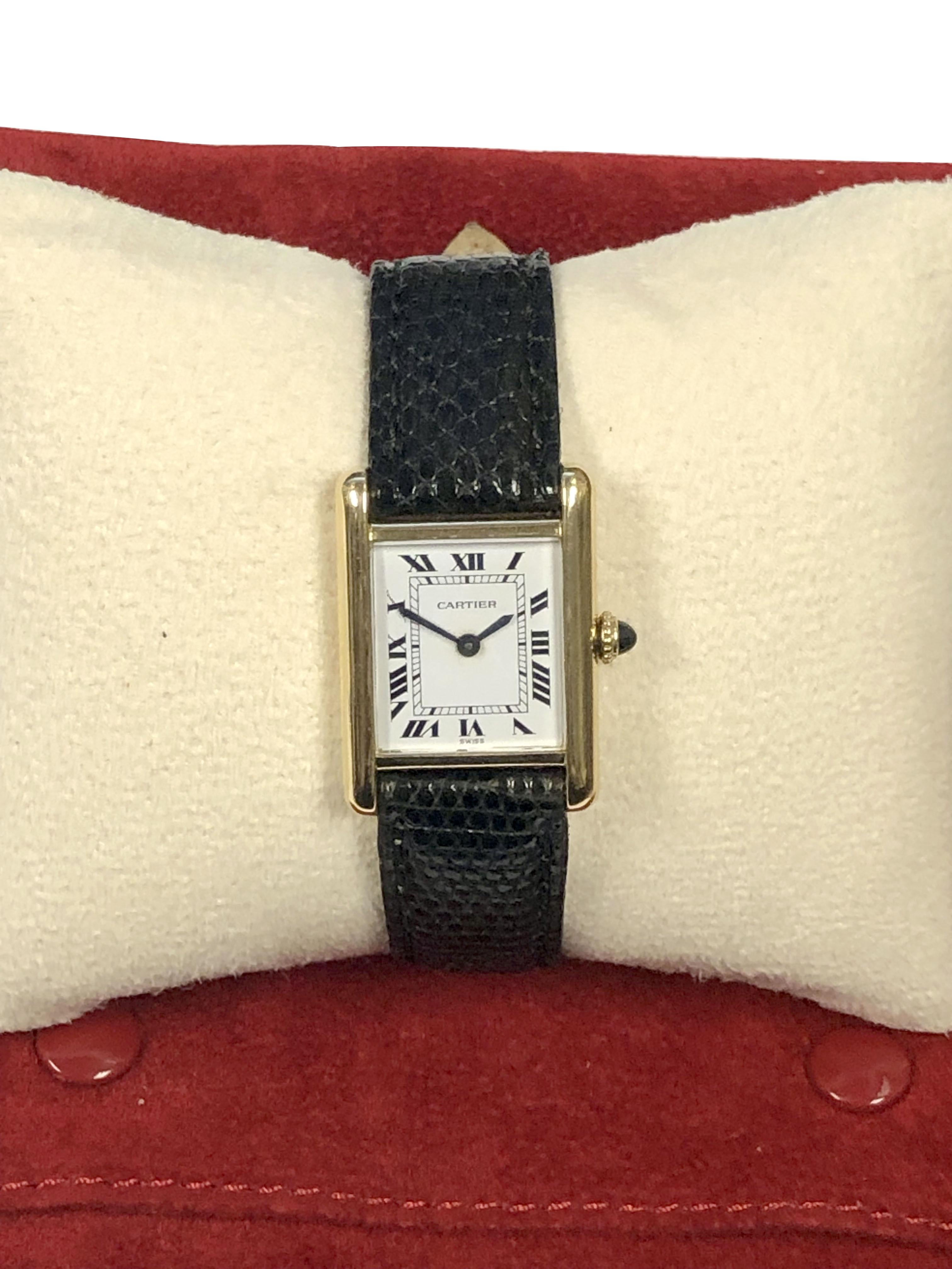 Cartier Paris Classic Gelbgold Damen mechanische Tank-Armbanduhr 3