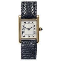 Used Cartier Paris Classic Yellow Gold Ladies Mechanical Tank Wrist Watch 