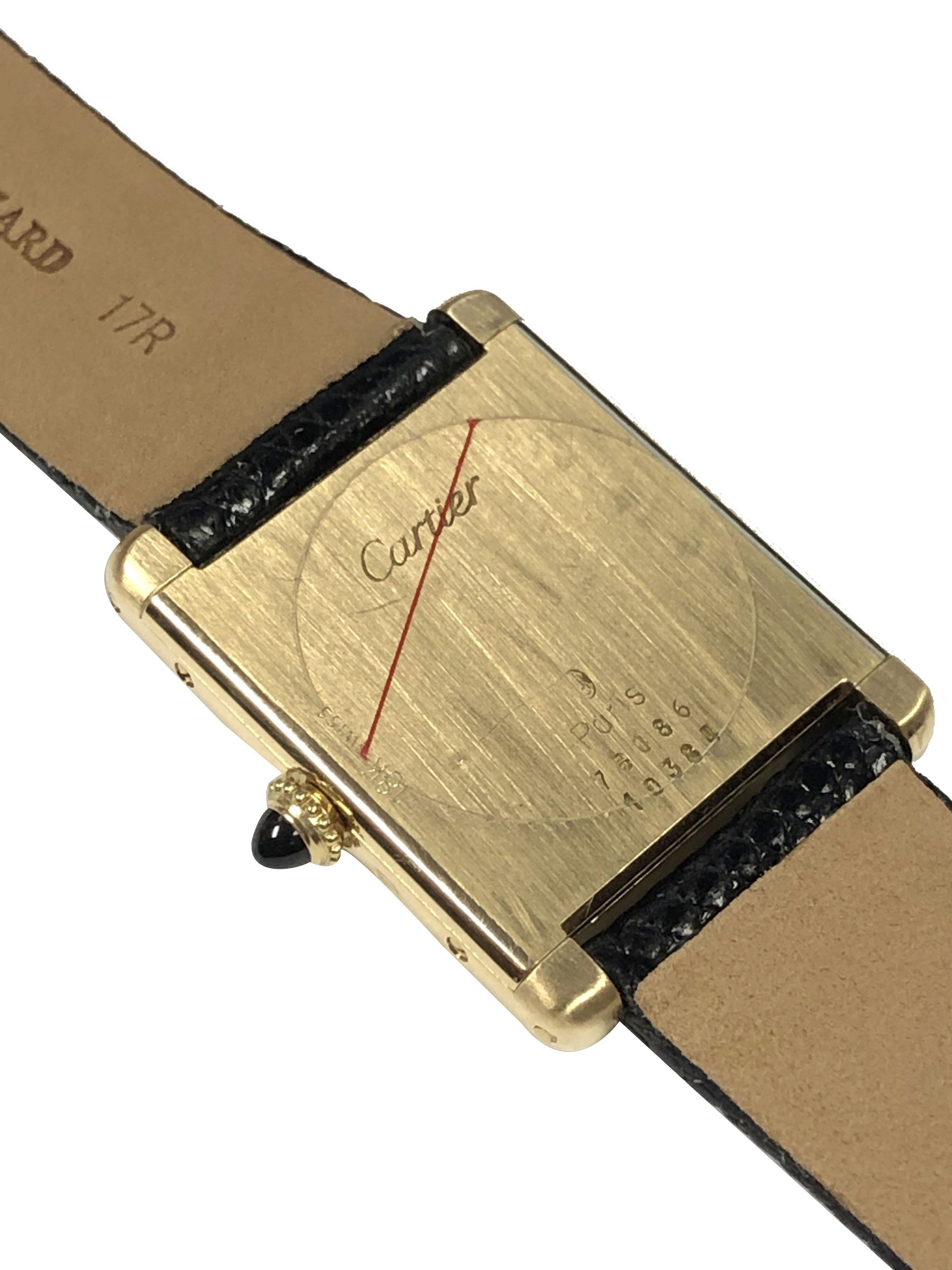 Women's or Men's Cartier Paris Classic Yellow Gold Mechanical Tank Wrist Watch