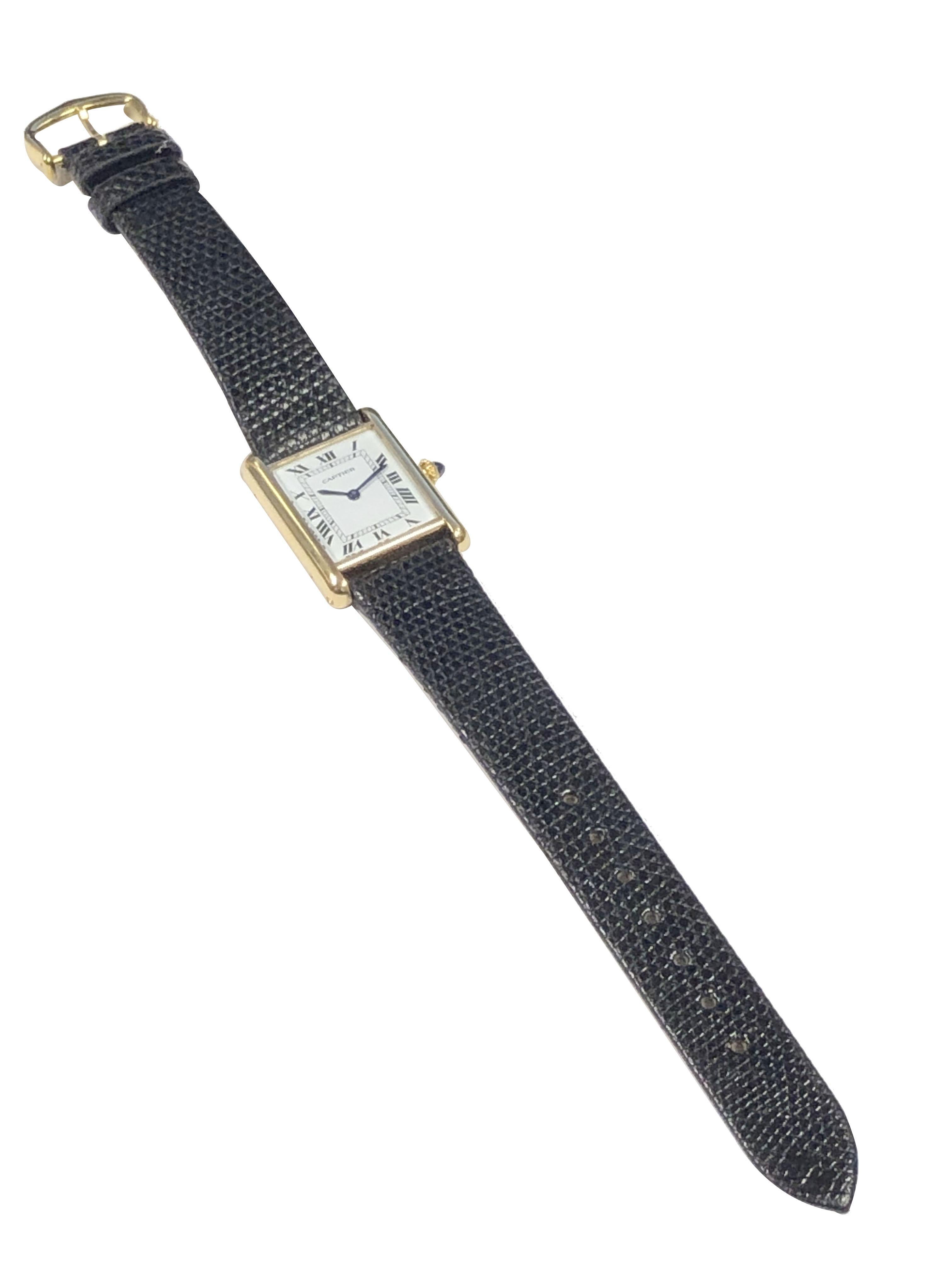 Cartier Paris Classic Yellow Gold Mechanical Tank Wrist Watch 1