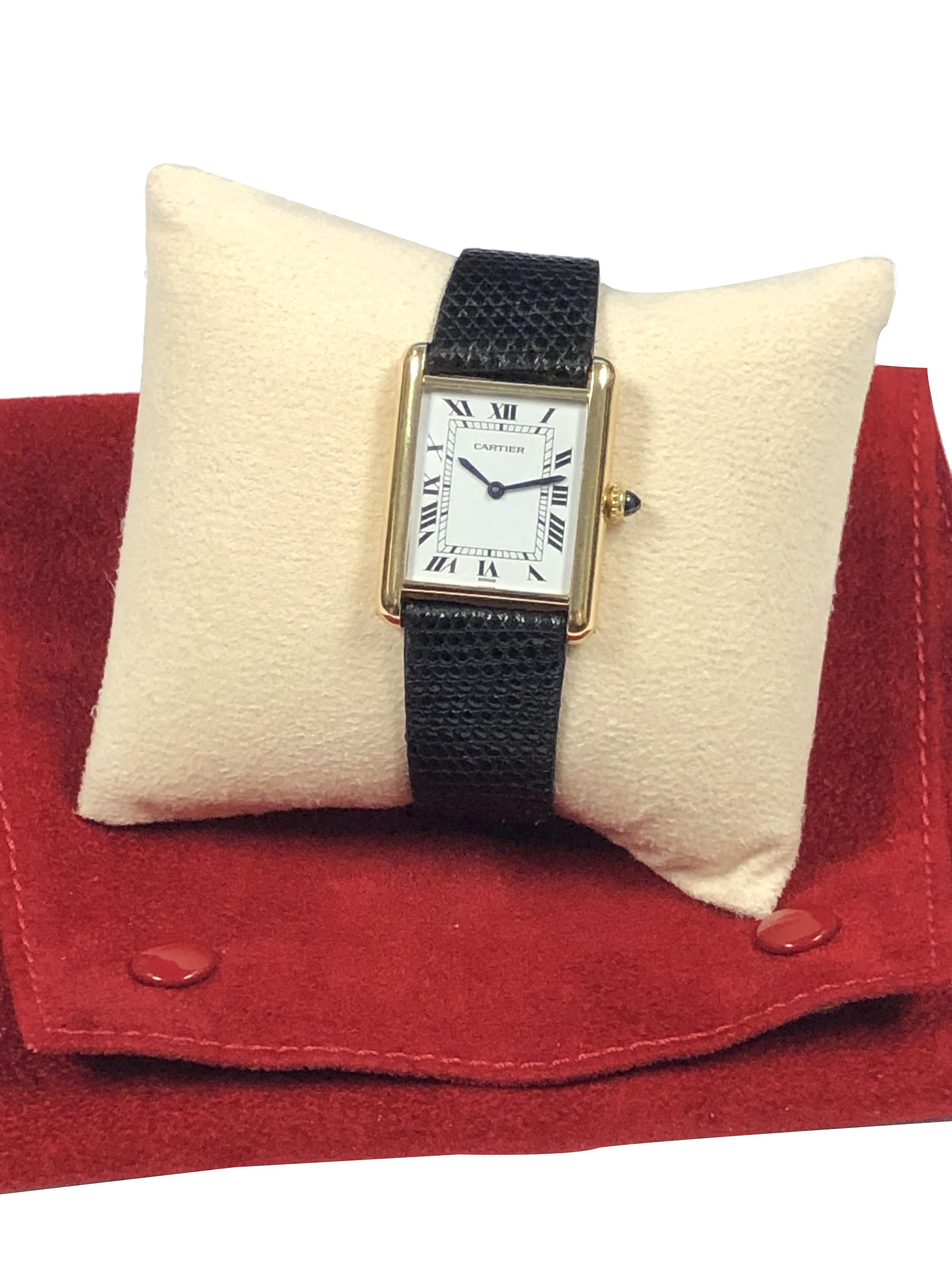 Cartier Paris Classic Yellow Gold Mechanical Tank Wrist Watch 2