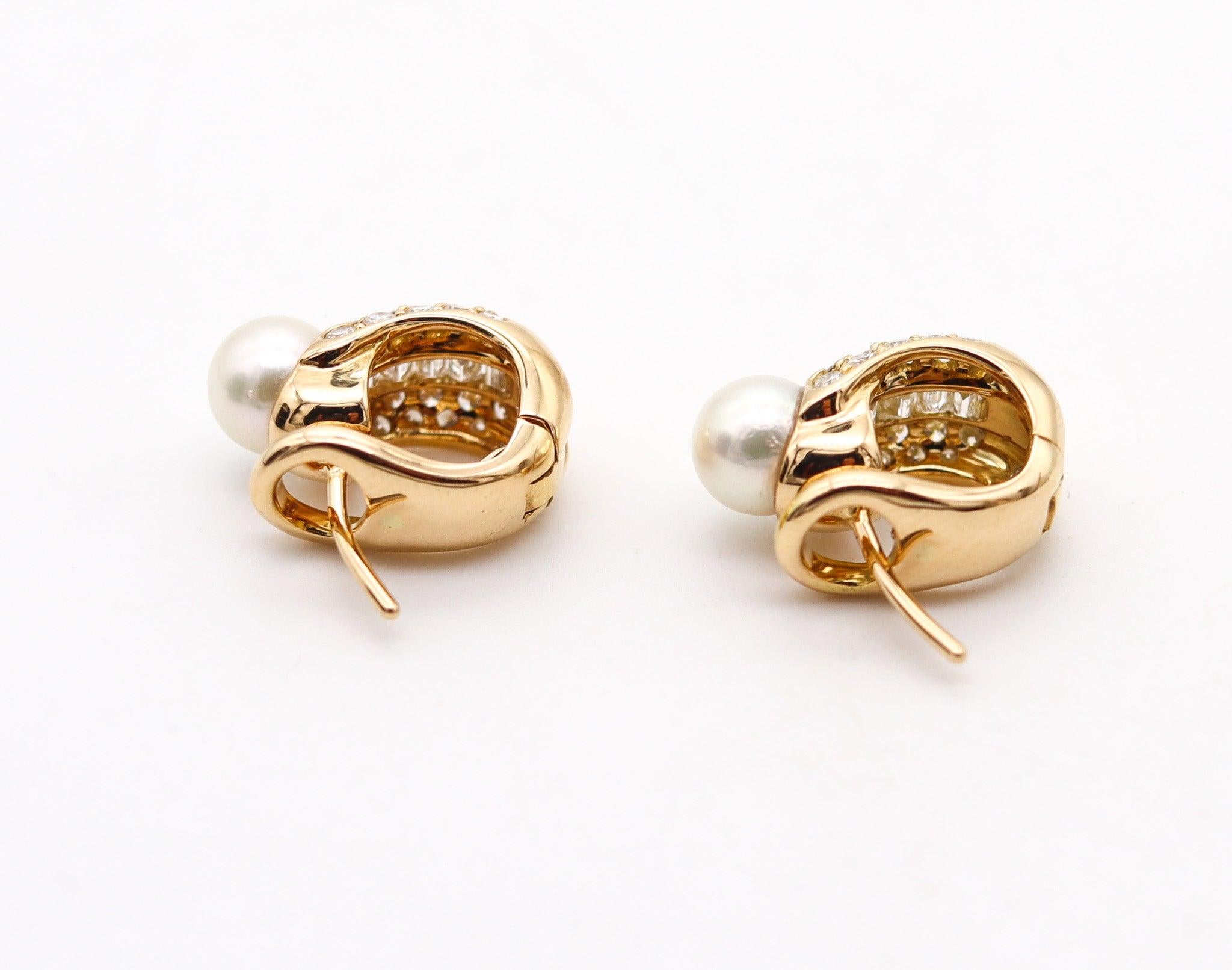 CARTIER Paris Clips-On Earrings In 18Kt Yellow Gold With Pearls And Diamonds Box 1