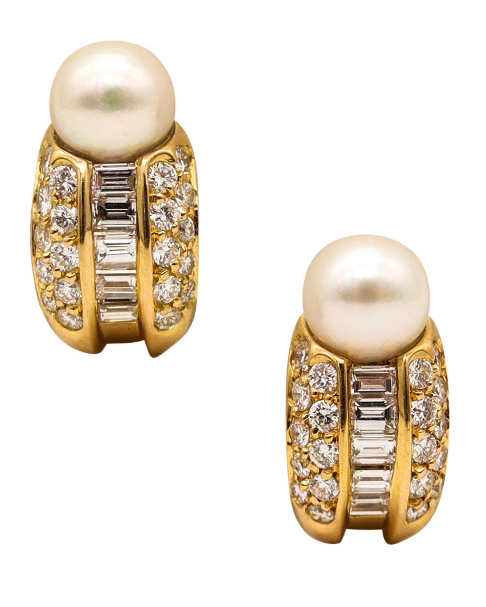 CARTIER Paris Clips-On Earrings In 18Kt Yellow Gold With Pearls And Diamonds Box 3