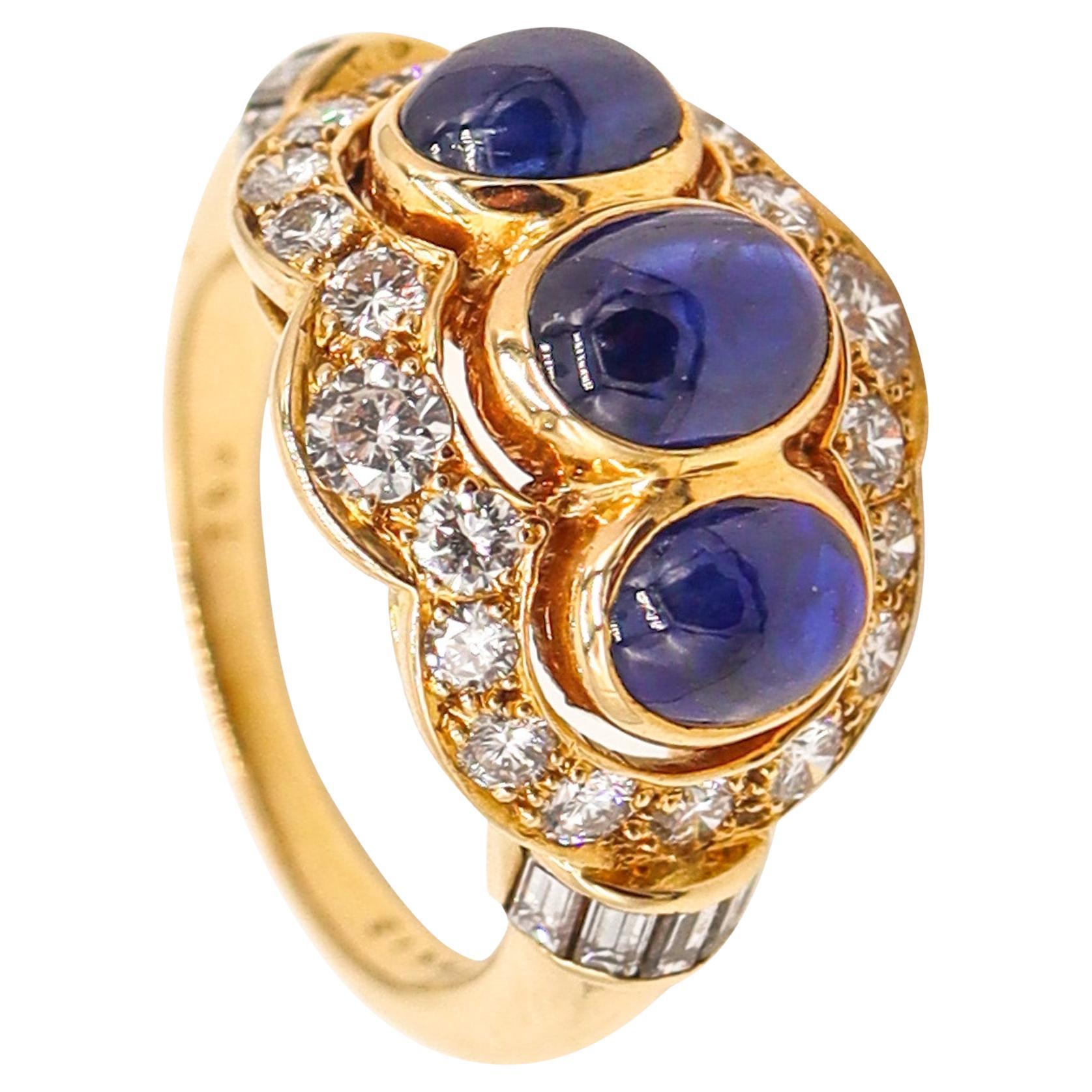 CARTIER Paris Bague Cocktail Or Jaune 18Kt avec 3.73 Cwt de saphirs et diamants