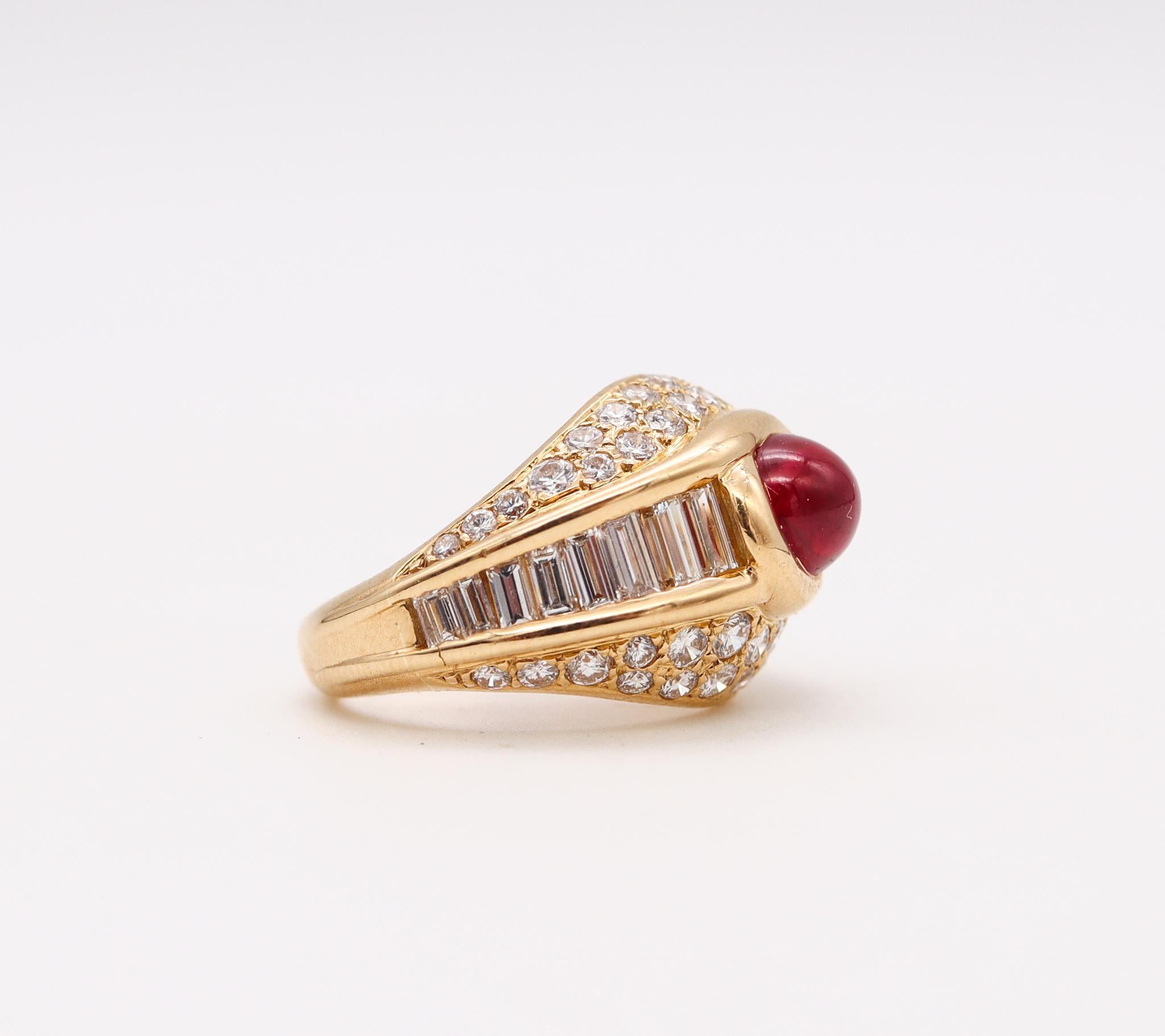 Cartier Paris Cocktail Ring in 18Kt Yellow Gold 4.49 Cts Burmese Ruby Diamonds In Excellent Condition In Miami, FL