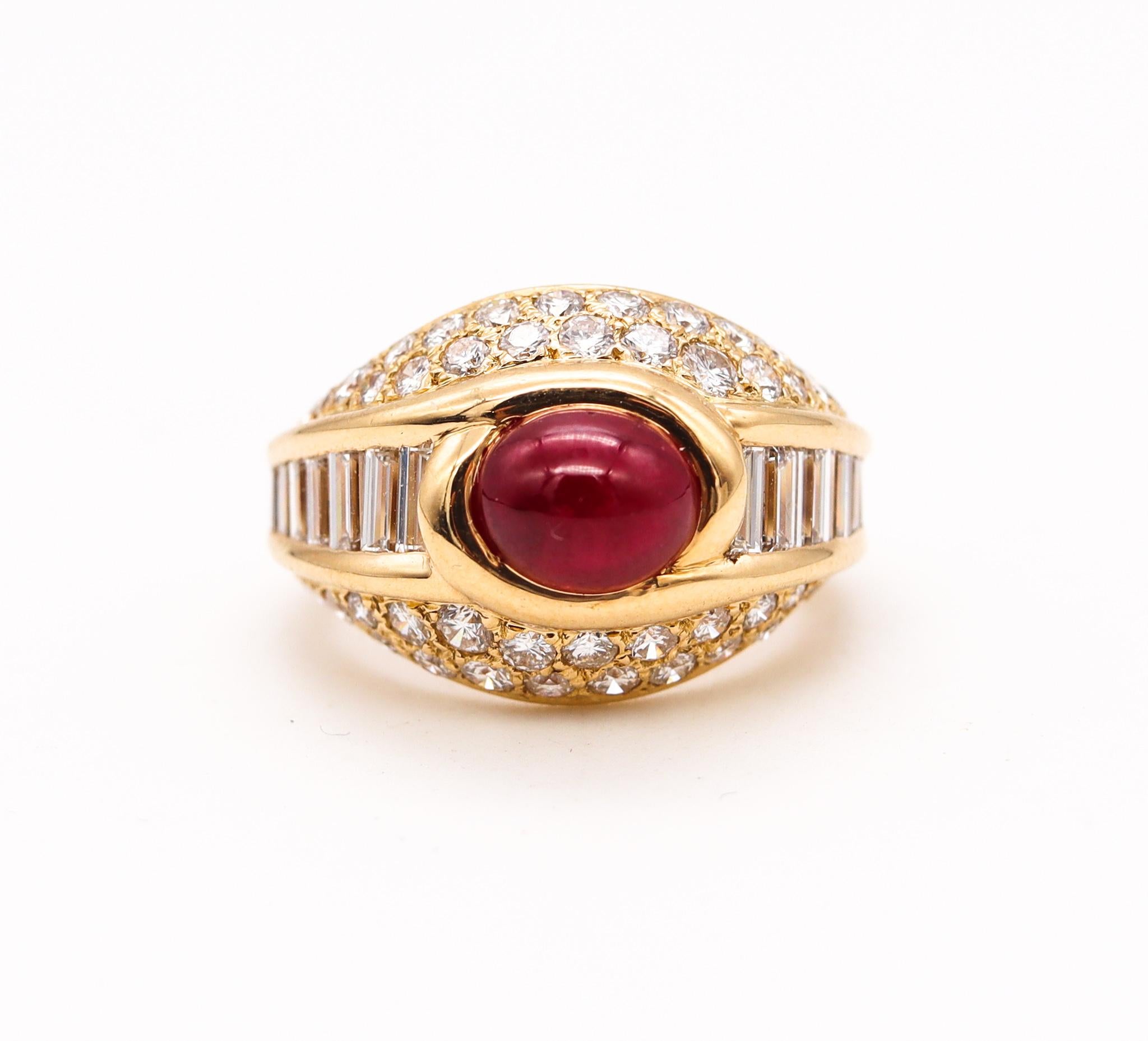 Cartier Paris Cocktail Ring in 18Kt Yellow Gold 4.49 Cts Burmese Ruby Diamonds 1